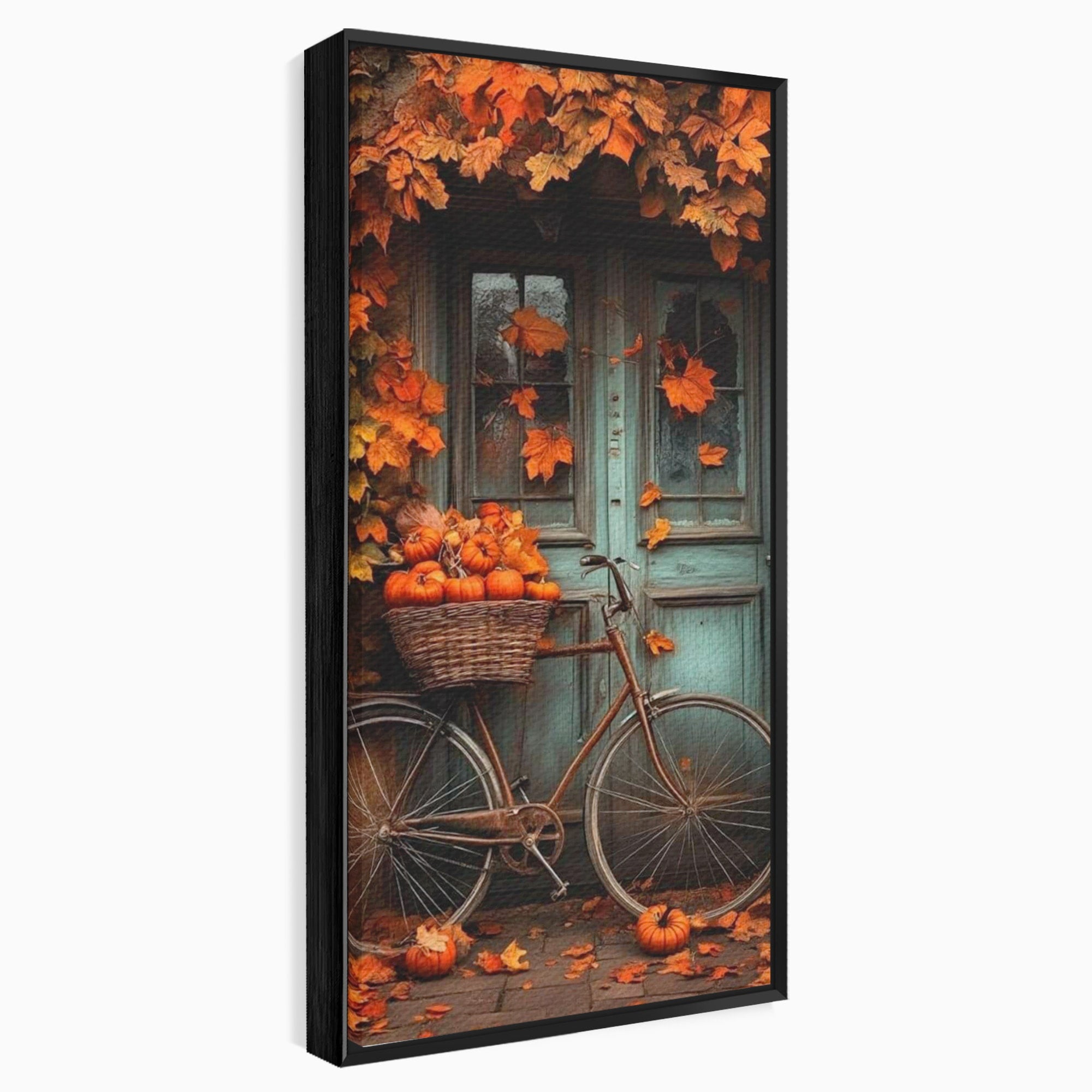 Tablou Canvas Premium LuxCanva® PI1107, Bicicleta De Toamna, Roti, Anotimp, Frunze, Rustic, Living, Hol, Culori Vibrante