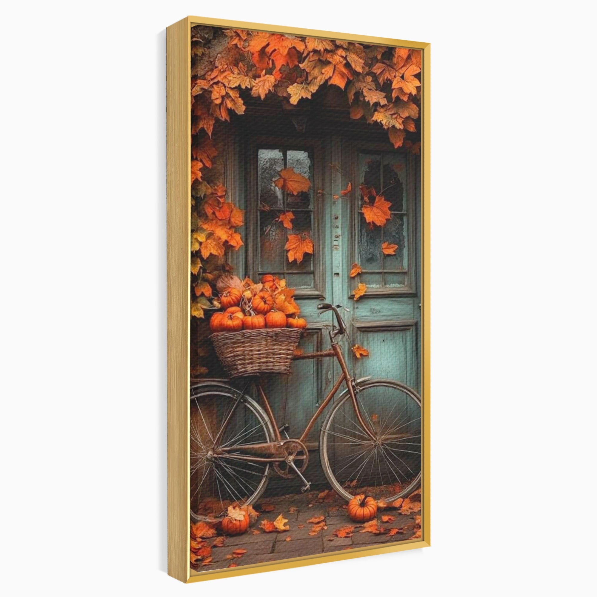Tablou Canvas Premium LuxCanva® PI1107, Bicicleta De Toamna, Roti, Anotimp, Frunze, Rustic, Living, Hol, Culori Vibrante