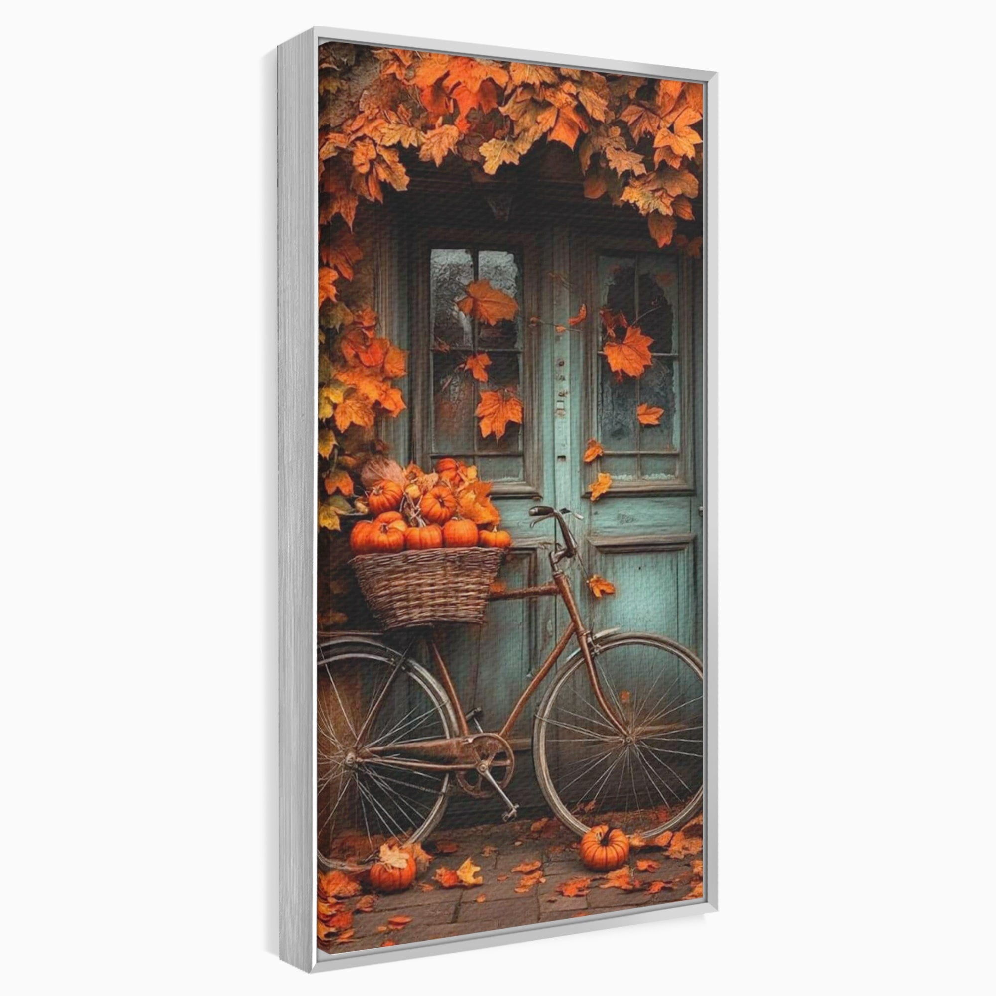 Tablou Canvas Premium LuxCanva® PI1107, Bicicleta De Toamna, Roti, Anotimp, Frunze, Rustic, Living, Hol, Culori Vibrante
