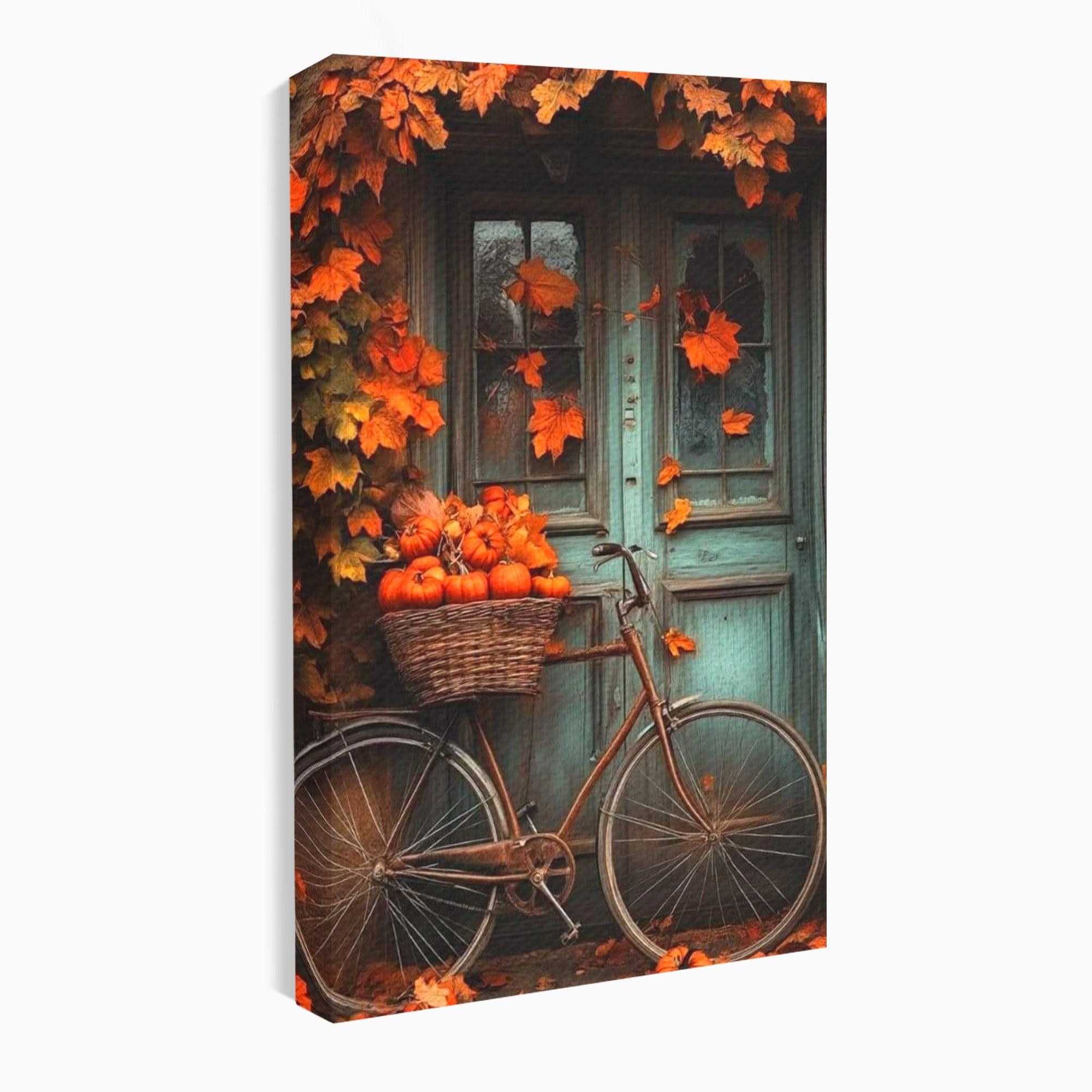 Tablou Canvas Premium LuxCanva® PI1107, Bicicleta De Toamna, Roti, Anotimp, Frunze, Rustic, Living, Hol, Culori Vibrante