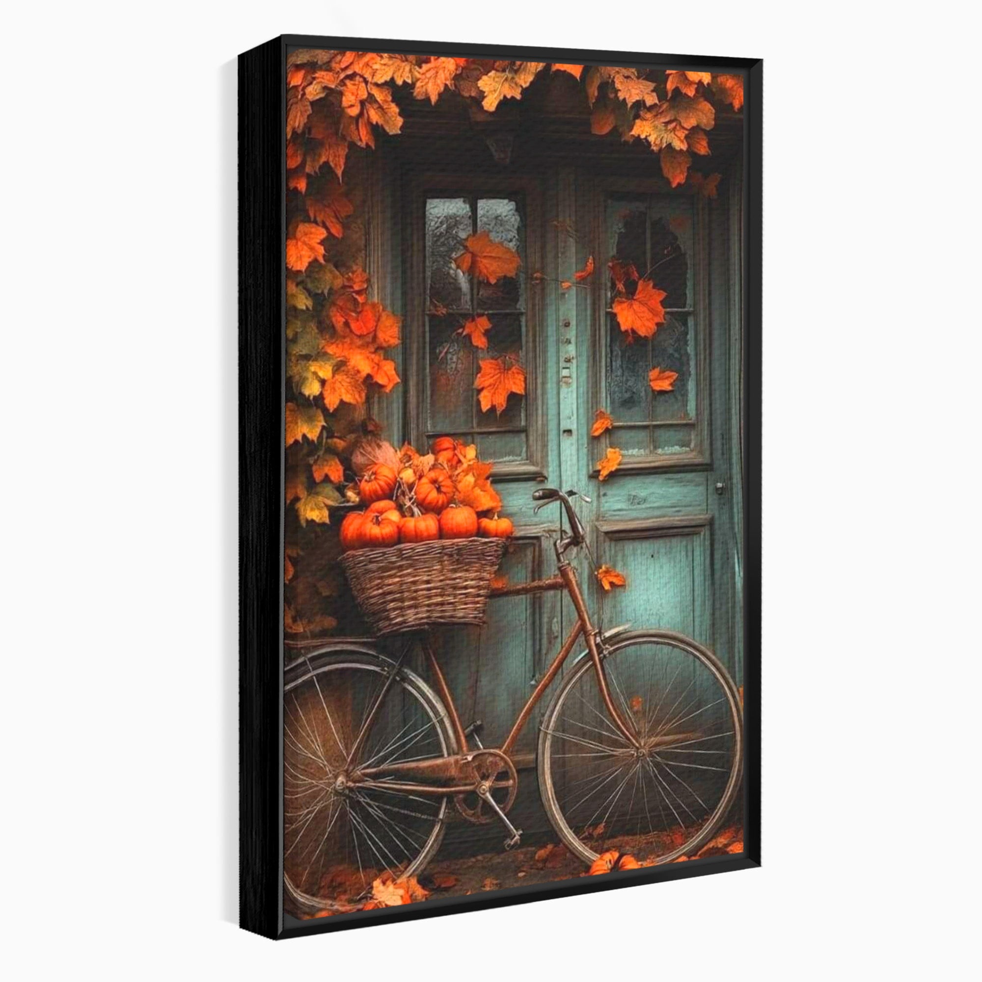 Tablou Canvas Premium LuxCanva® PI1107, Bicicleta De Toamna, Roti, Anotimp, Frunze, Rustic, Living, Hol, Culori Vibrante