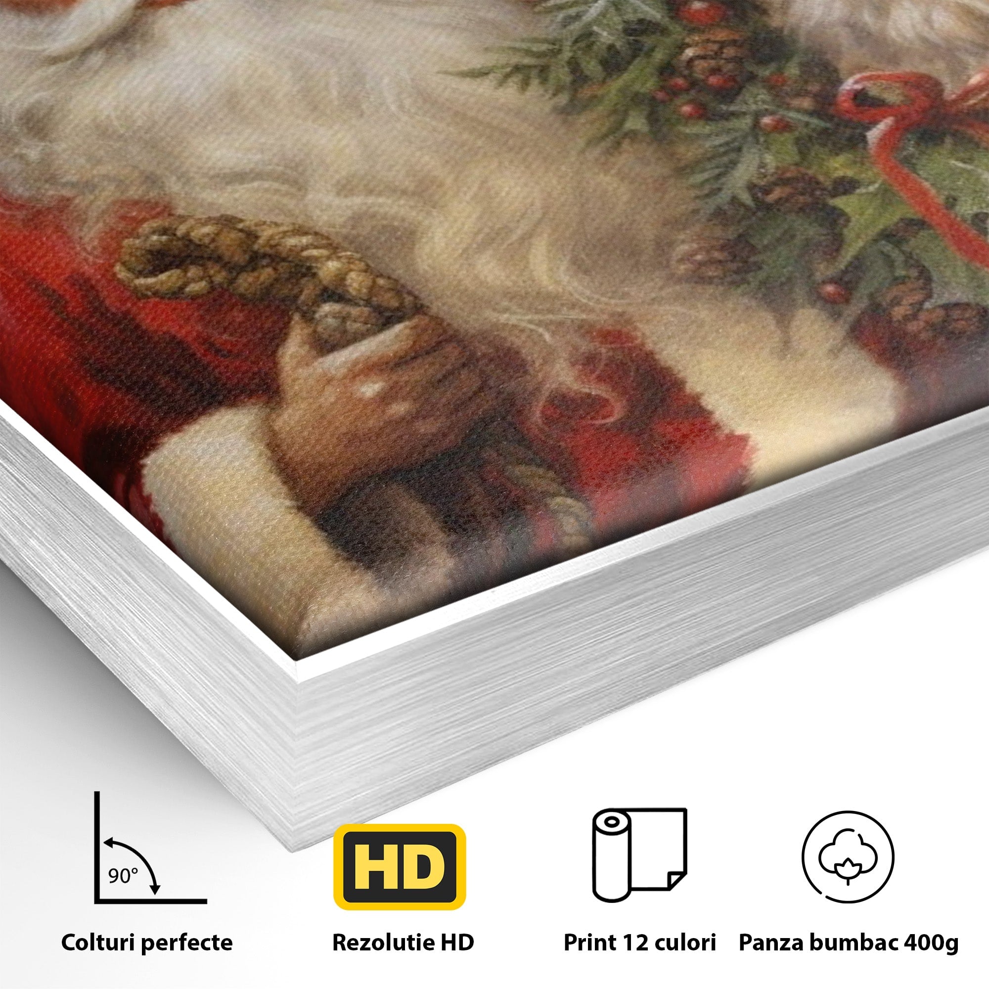 Tablou Canvas Premium LuxCanva® PI1108, Mos Craciun Si Renul, Bucurie, Copilarie, Iarna, Emotie, Sarbatori, Living, Culori Vibrante