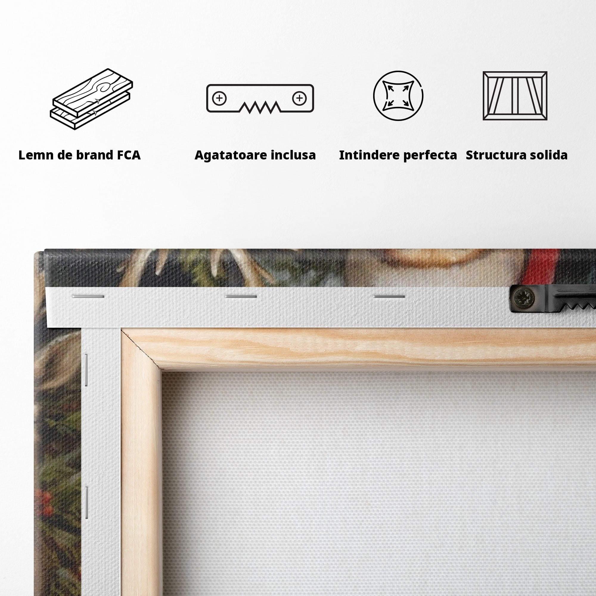 Tablou Canvas Premium LuxCanva® PI1108, Mos Craciun Si Renul, Bucurie, Copilarie, Iarna, Emotie, Sarbatori, Living, Culori Vibrante