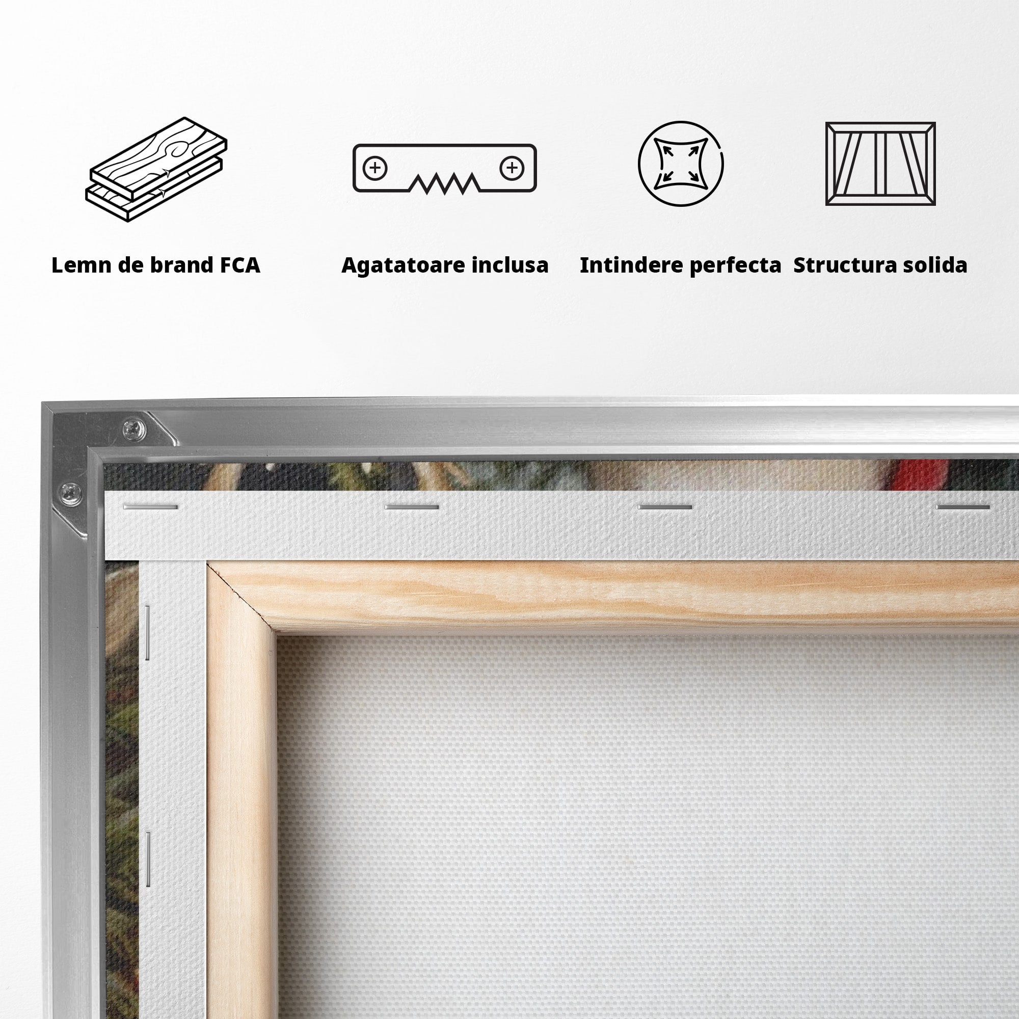 Tablou Canvas Premium LuxCanva® PI1108, Mos Craciun Si Renul, Bucurie, Copilarie, Iarna, Emotie, Sarbatori, Living, Culori Vibrante