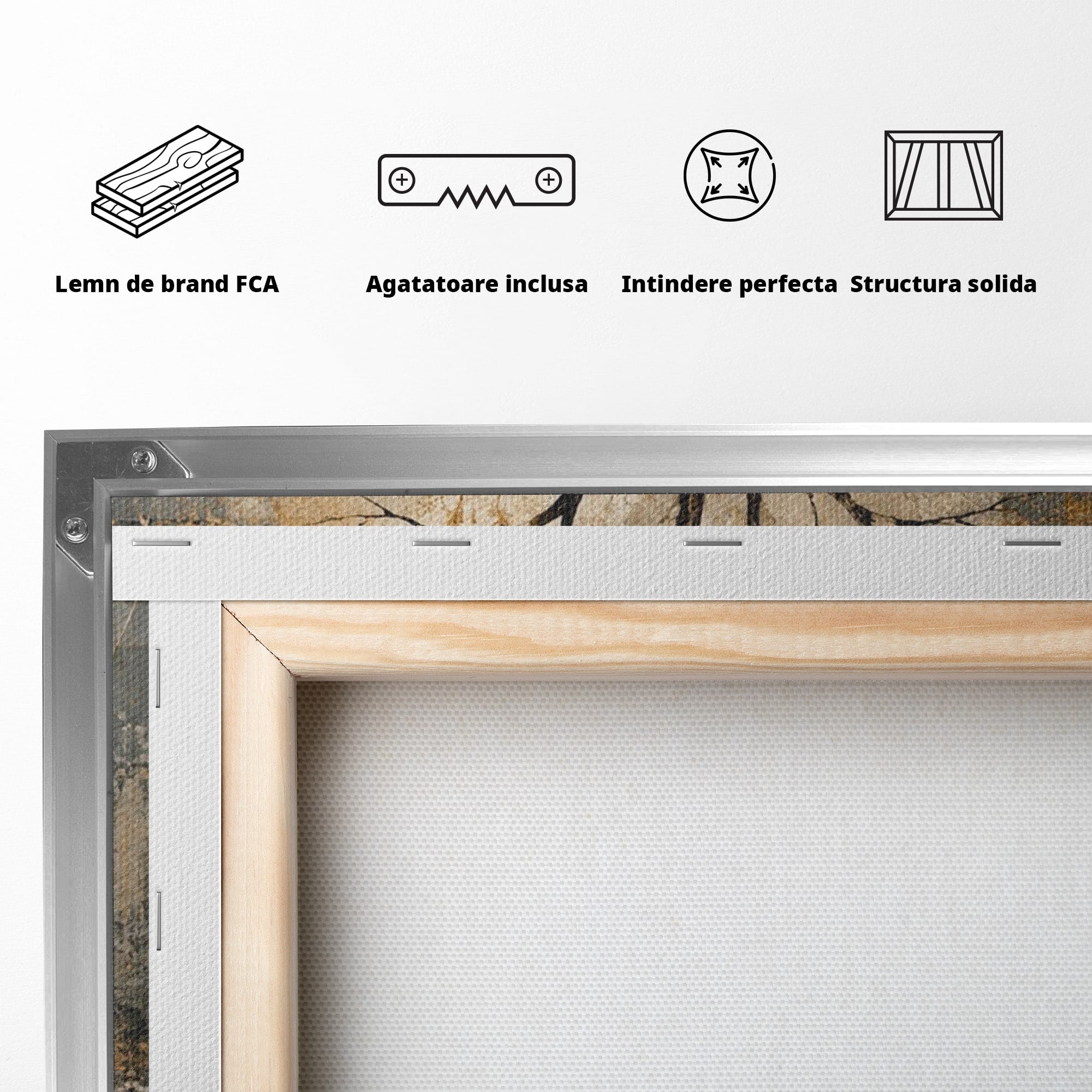 Tablou Canvas Premium LuxCanva® PI1109, Arborele Auriu, Copac, Natura, Auriu, Abstract, Living, Eleganta, Culori Vibrante