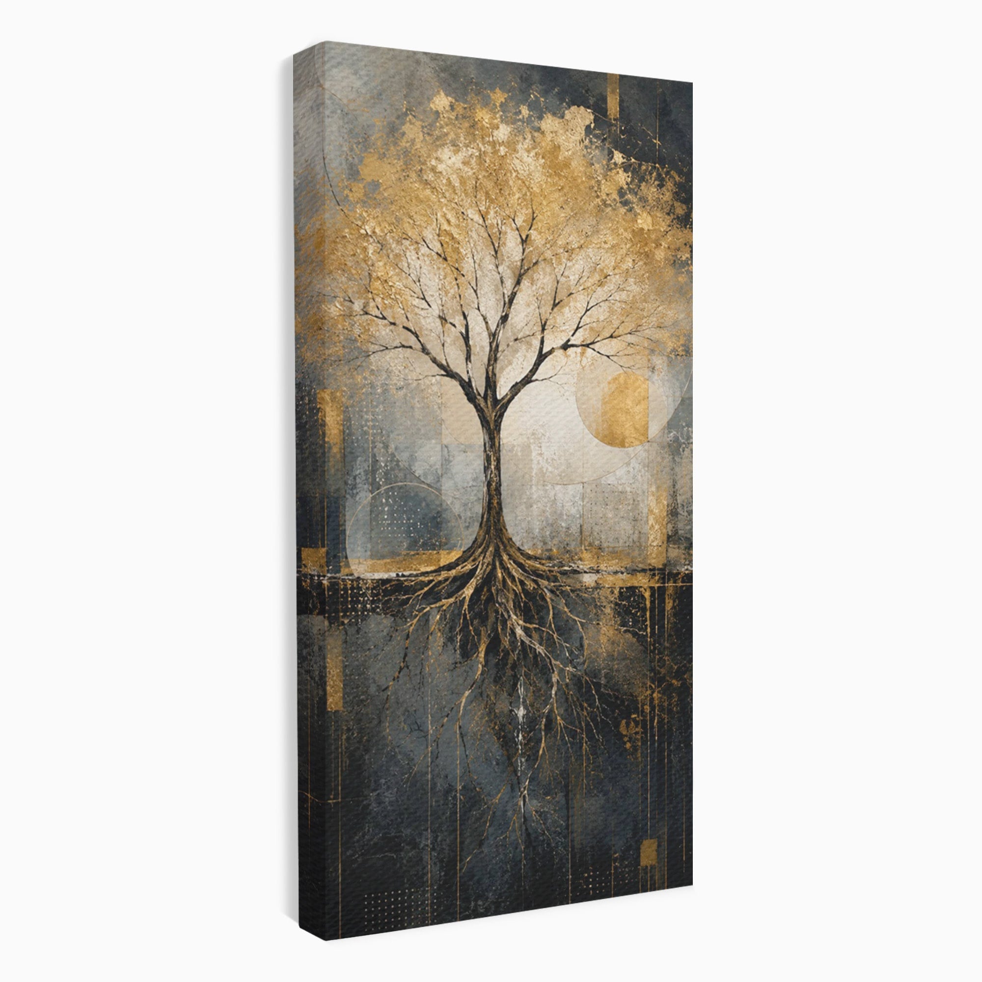 Tablou Canvas Premium LuxCanva® PI1109, Arborele Auriu, Copac, Natura, Auriu, Abstract, Living, Eleganta, Culori Vibrante