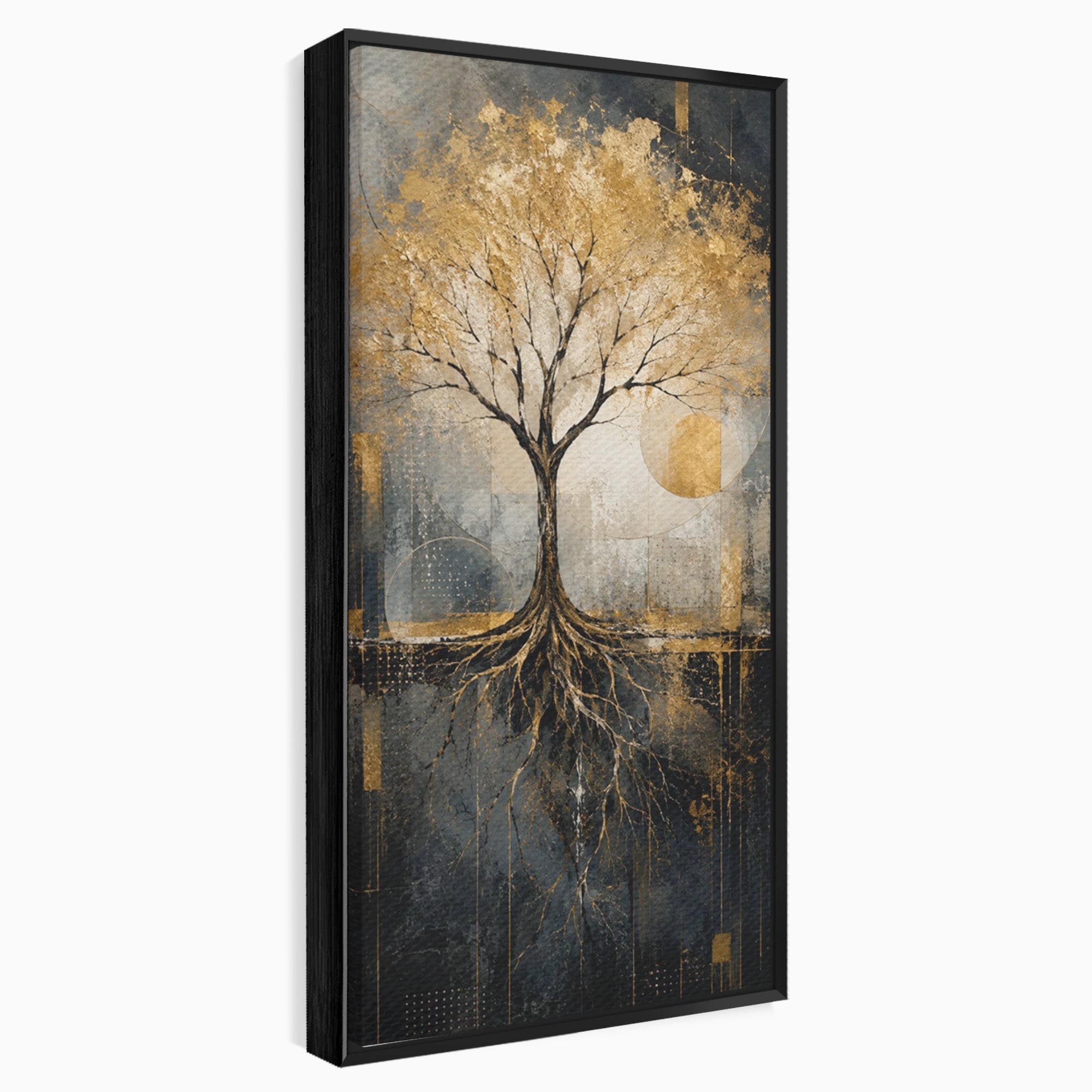 Tablou Canvas Premium LuxCanva® PI1109, Arborele Auriu, Copac, Natura, Auriu, Abstract, Living, Eleganta, Culori Vibrante