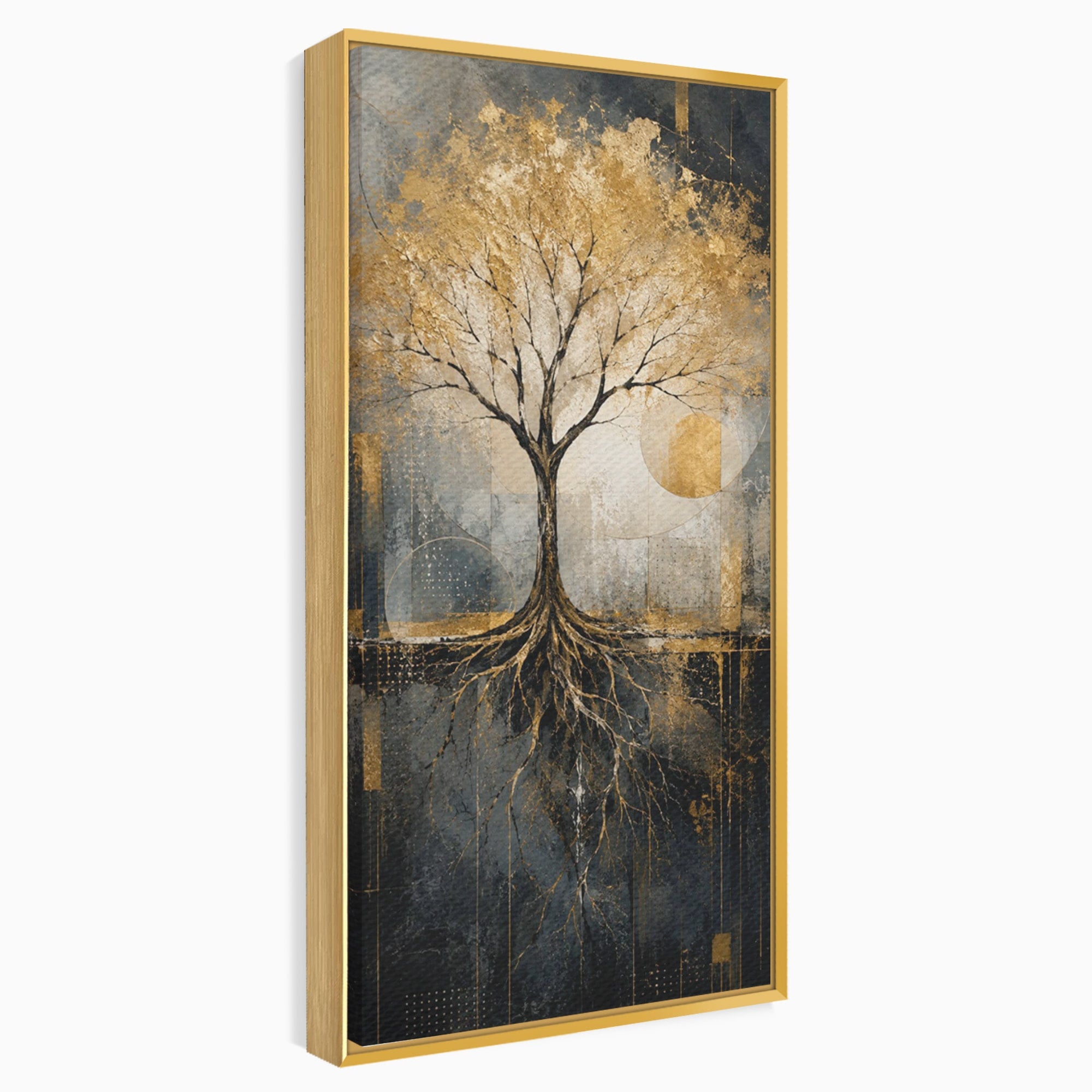 Tablou Canvas Premium LuxCanva® PI1109, Arborele Auriu, Copac, Natura, Auriu, Abstract, Living, Eleganta, Culori Vibrante