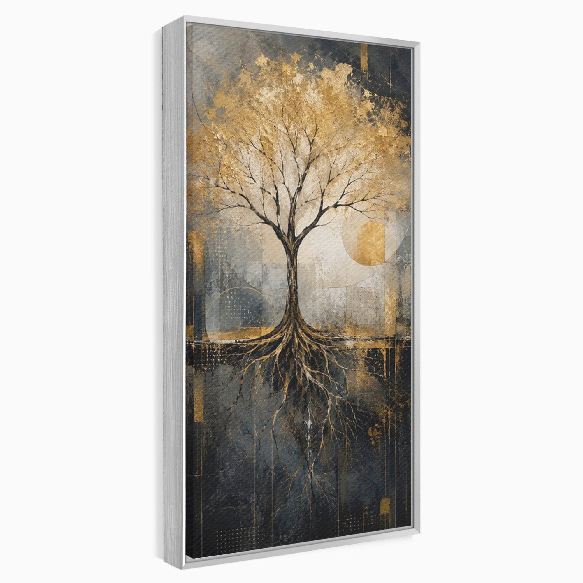 Tablou Canvas Premium LuxCanva® PI1109, Arborele Auriu, Copac, Natura, Auriu, Abstract, Living, Eleganta, Culori Vibrante