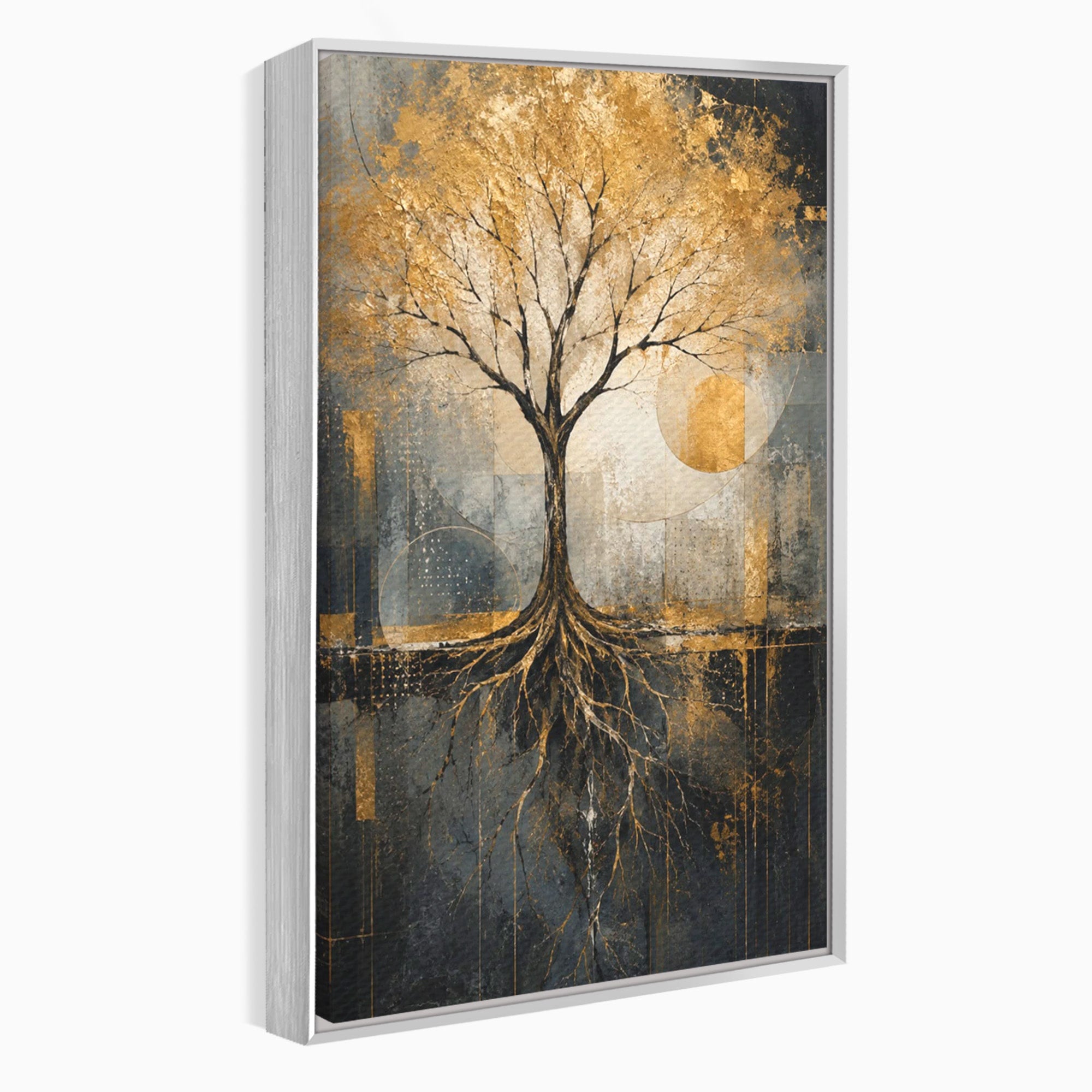 Tablou Canvas Premium LuxCanva® PI1109, Arborele Auriu, Copac, Natura, Auriu, Abstract, Living, Eleganta, Culori Vibrante
