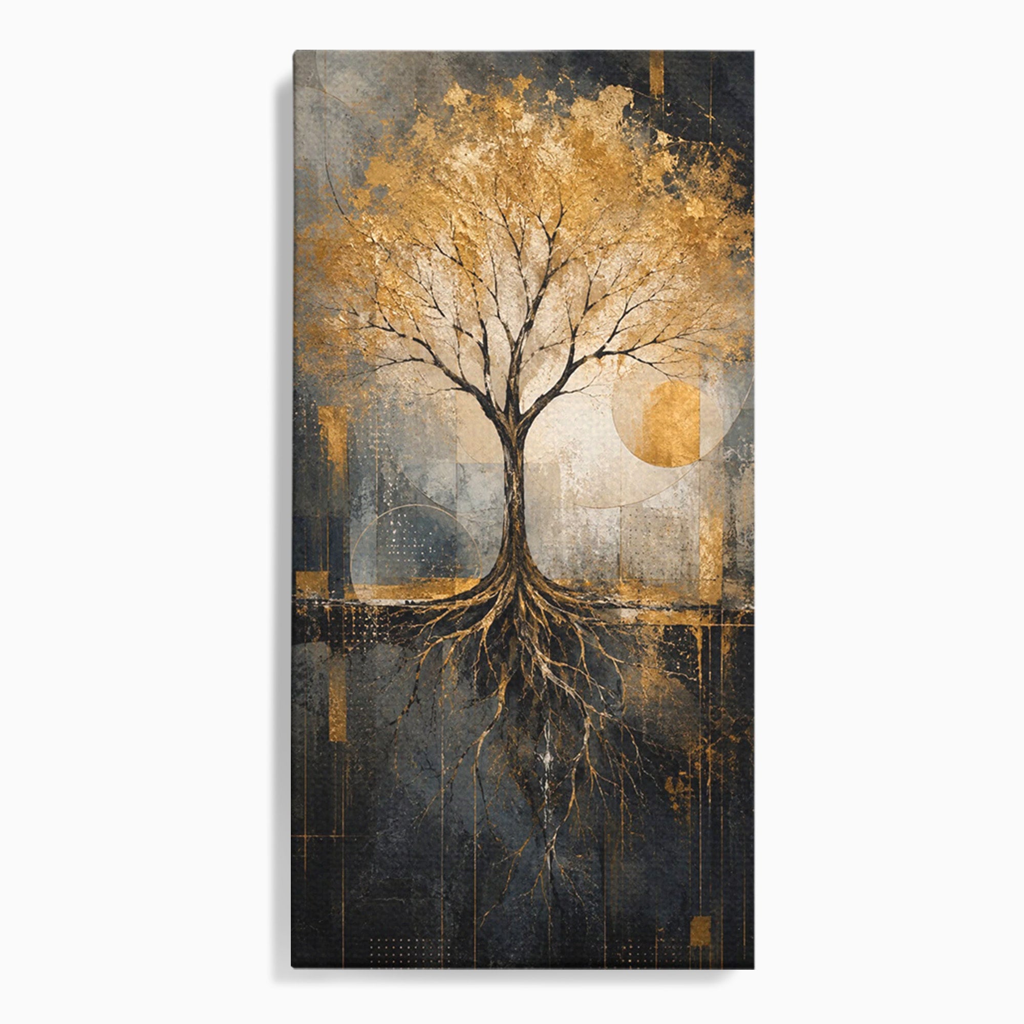 Tablou Canvas Premium LuxCanva® PI1109, Arborele Auriu, Copac, Natura, Auriu, Abstract, Living, Eleganta, Culori Vibrante
