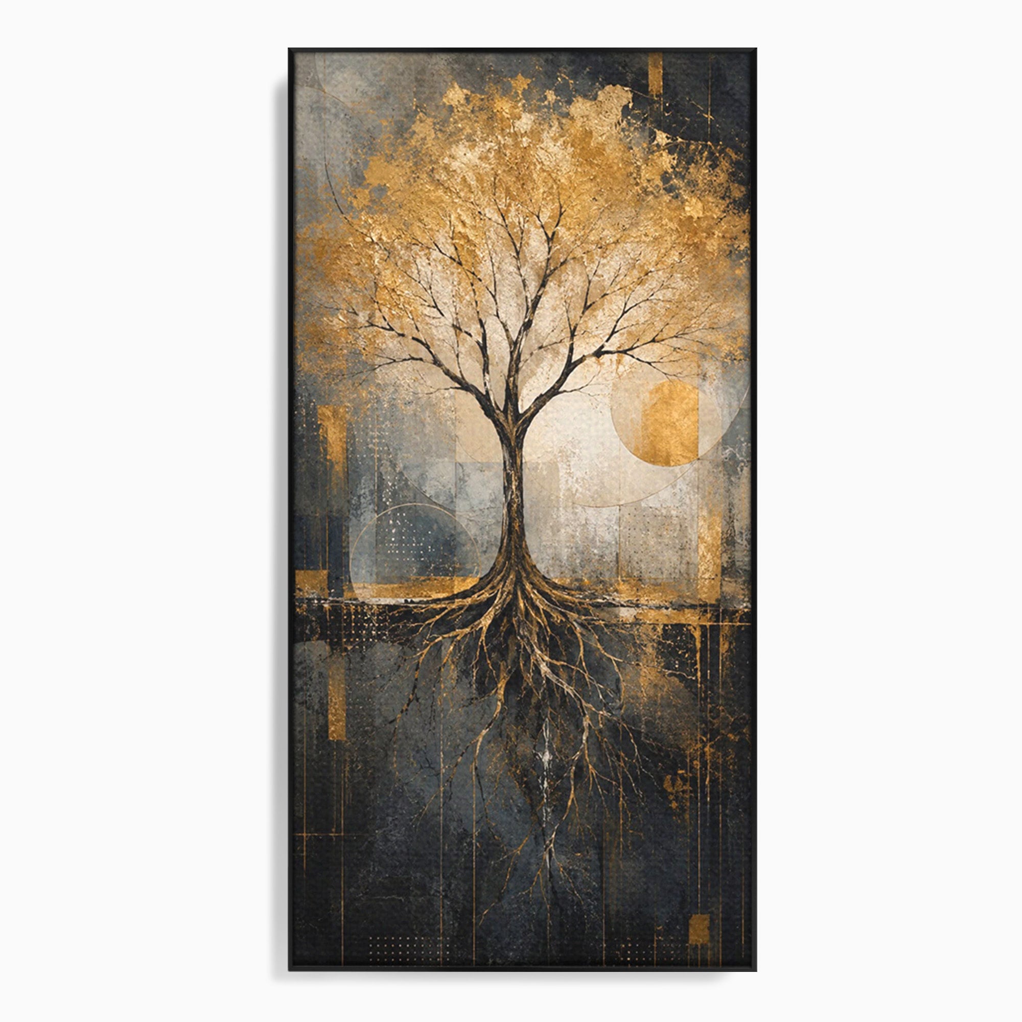 Tablou Canvas Premium LuxCanva® PI1109, Arborele Auriu, Copac, Natura, Auriu, Abstract, Living, Eleganta, Culori Vibrante