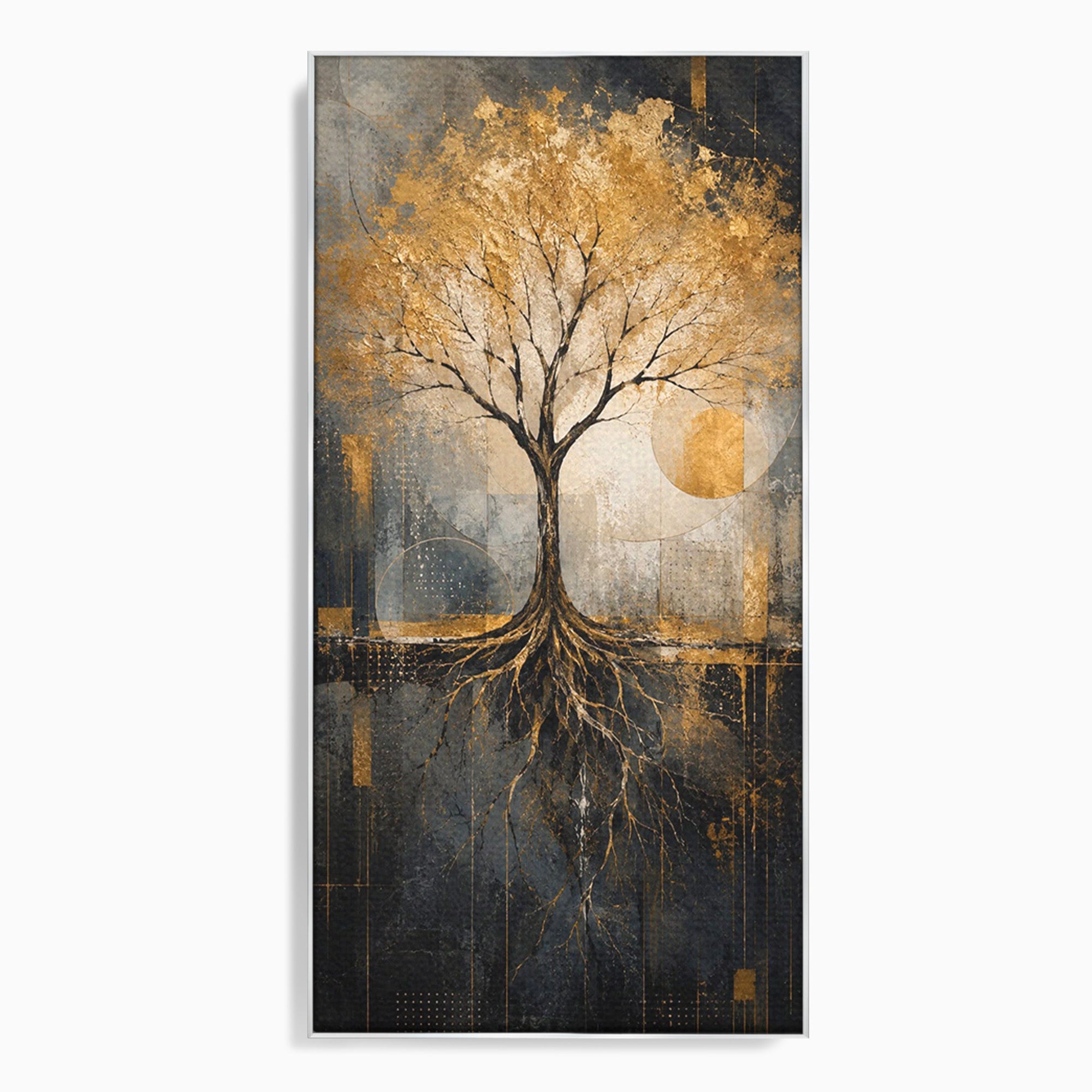 Tablou Canvas Premium LuxCanva® PI1109, Arborele Auriu, Copac, Natura, Auriu, Abstract, Living, Eleganta, Culori Vibrante