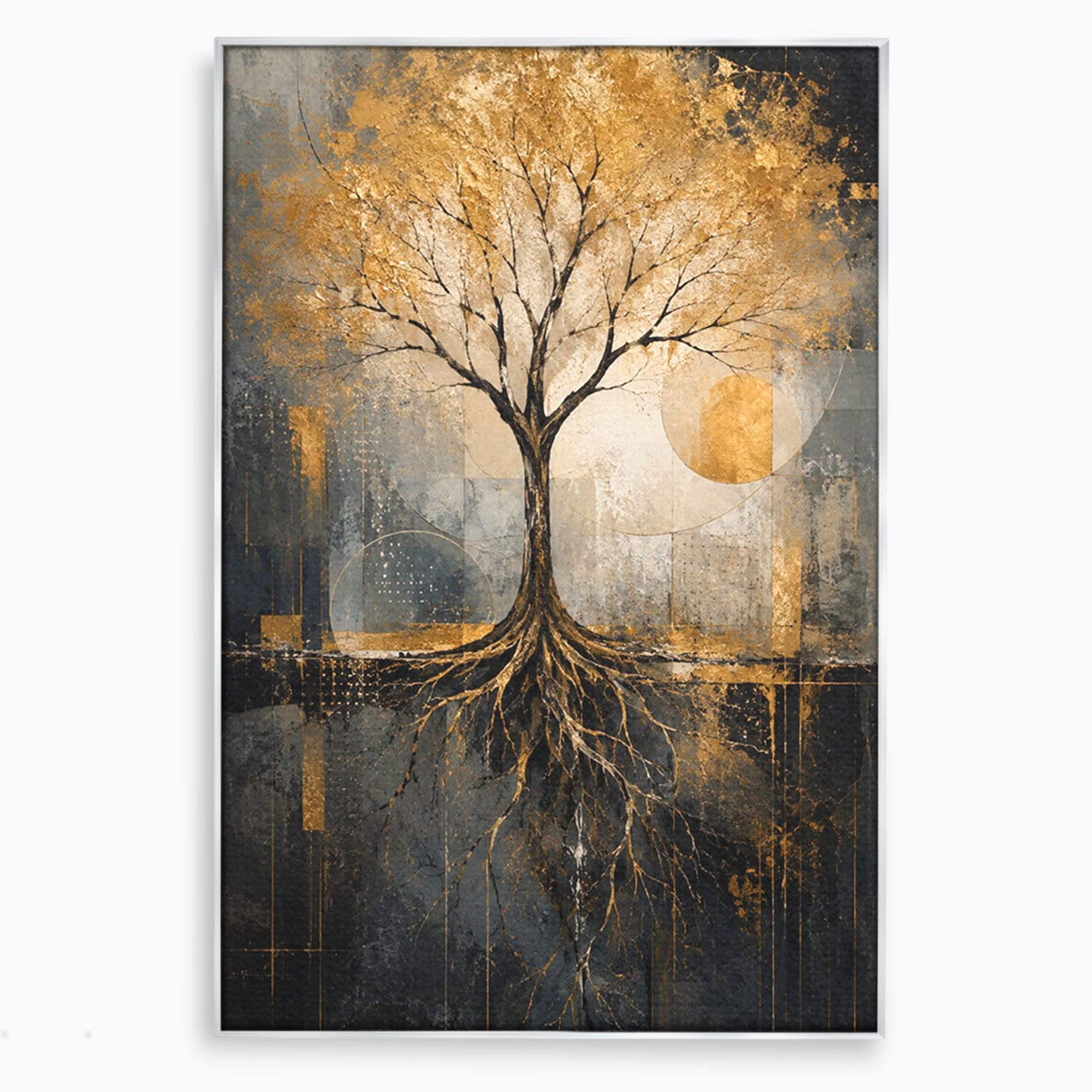 Tablou Canvas Premium LuxCanva® PI1109, Arborele Auriu, Copac, Natura, Auriu, Abstract, Living, Eleganta, Culori Vibrante