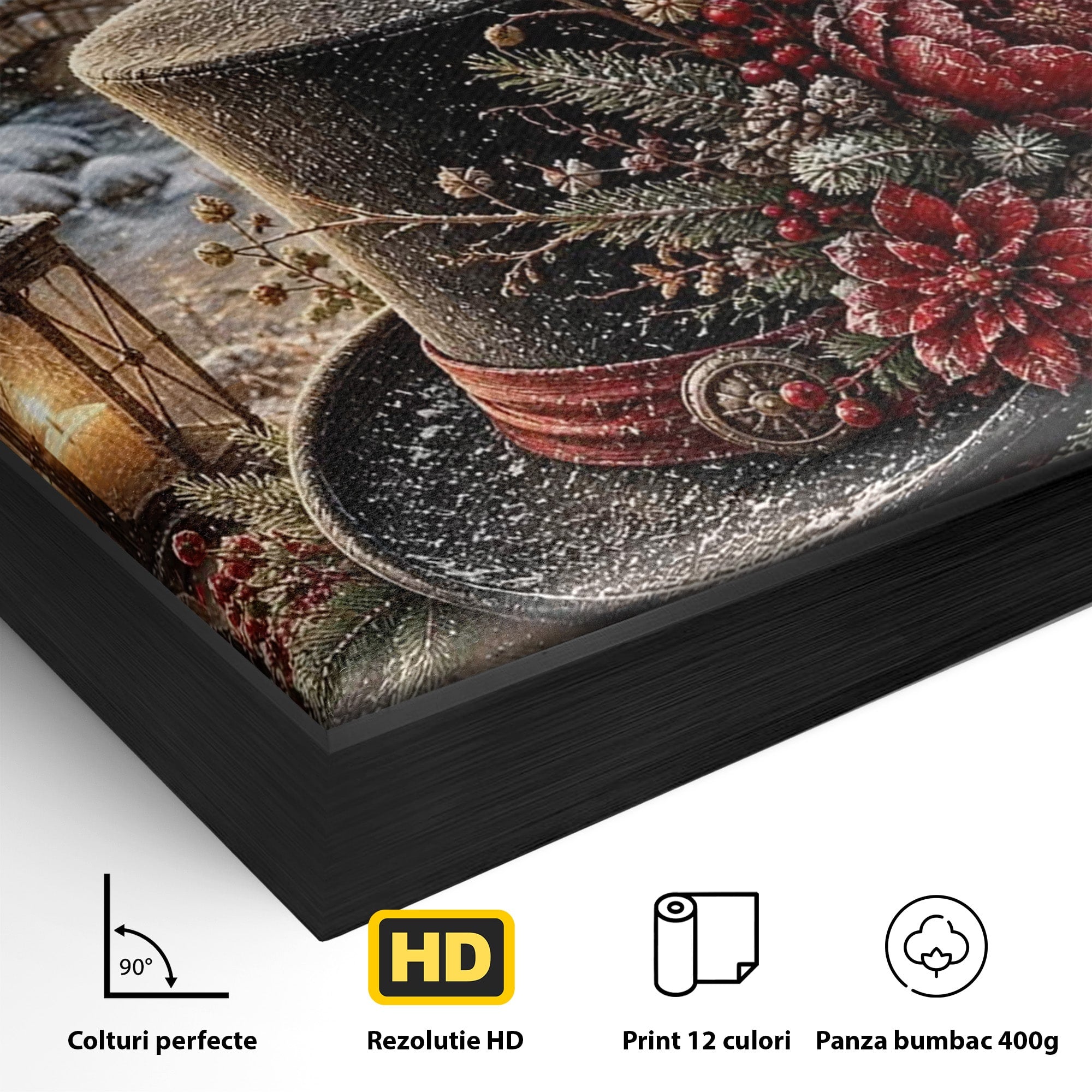Tablou Canvas Premium LuxCanva® PI1111, Iarna Magica La Cabana, Natura, Cabana, Peisaj, Zapada, Living, Culori Vibrante