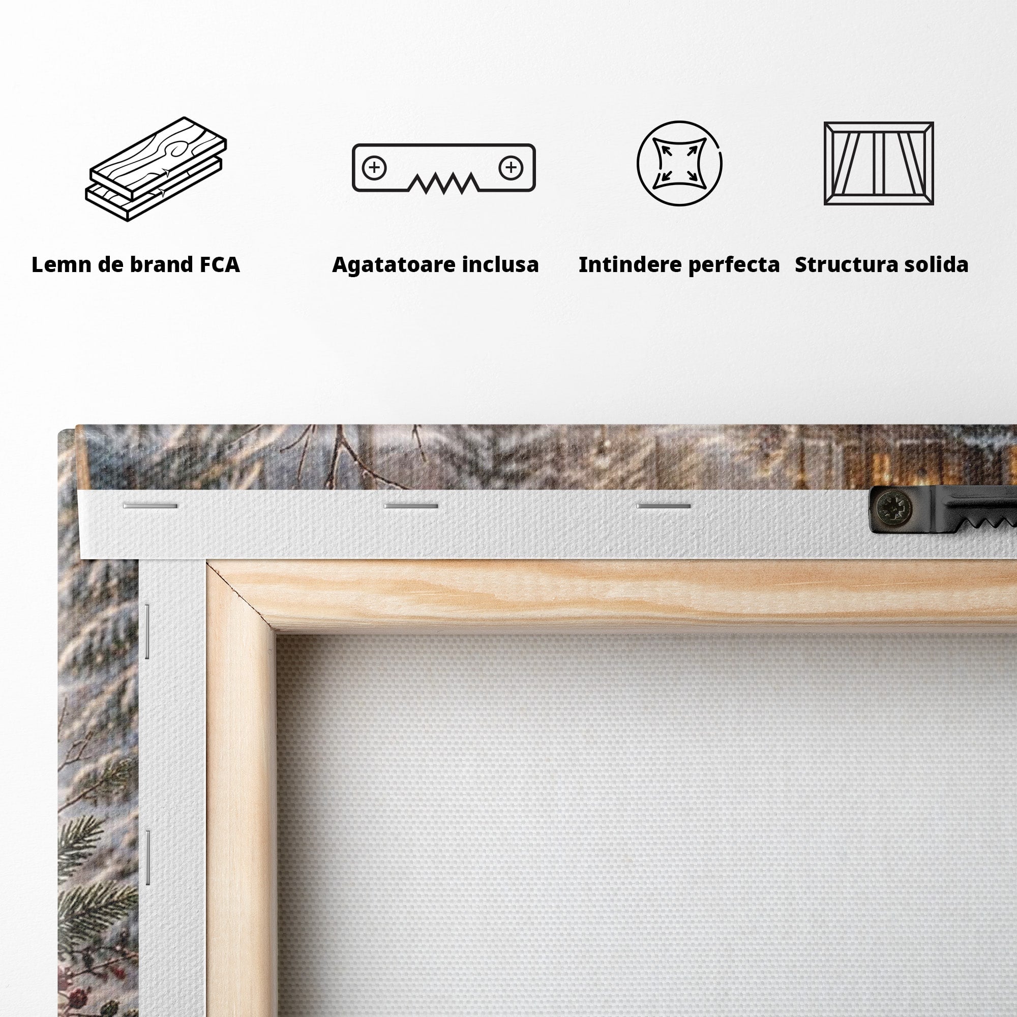 Tablou Canvas Premium LuxCanva® PI1111, Iarna Magica La Cabana, Natura, Cabana, Peisaj, Zapada, Living, Culori Vibrante
