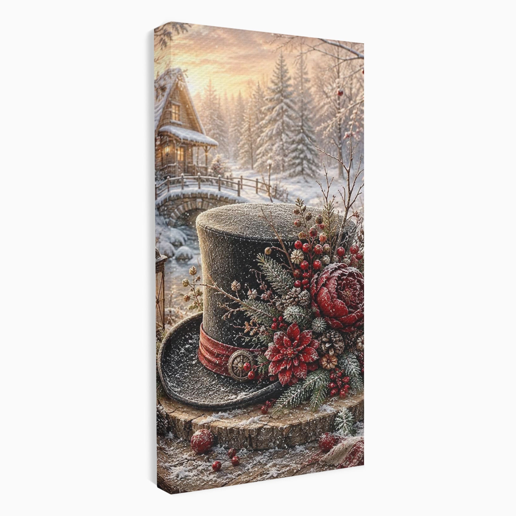 Tablou Canvas Premium LuxCanva® PI1111, Iarna Magica La Cabana, Natura, Cabana, Peisaj, Zapada, Living, Culori Vibrante