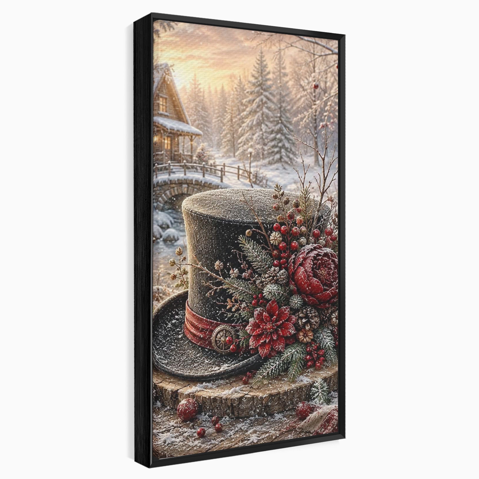 Tablou Canvas Premium LuxCanva® PI1111, Iarna Magica La Cabana, Natura, Cabana, Peisaj, Zapada, Living, Culori Vibrante