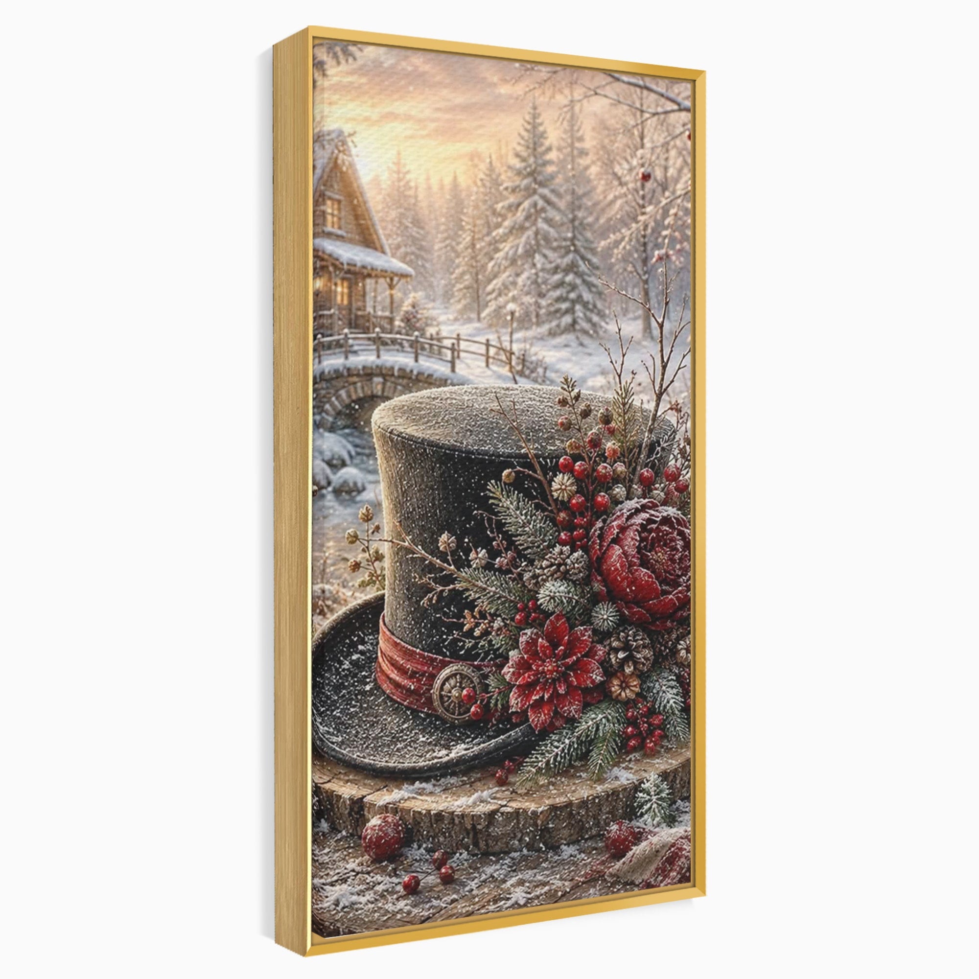 Tablou Canvas Premium LuxCanva® PI1111, Iarna Magica La Cabana, Natura, Cabana, Peisaj, Zapada, Living, Culori Vibrante