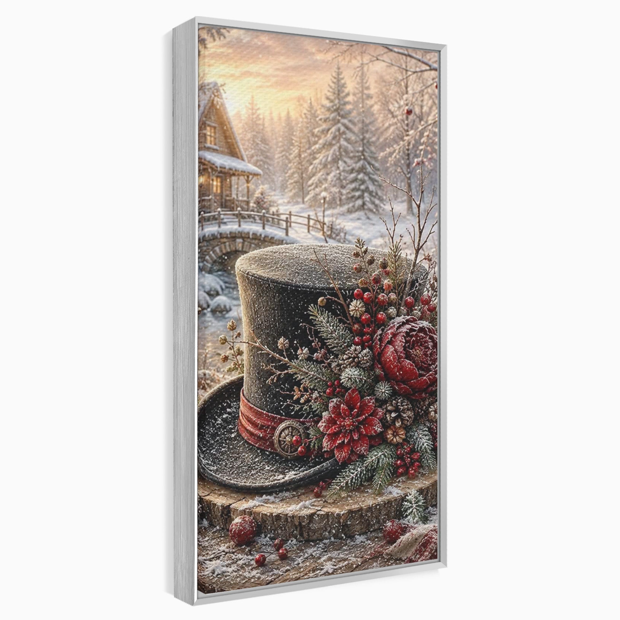 Tablou Canvas Premium LuxCanva® PI1111, Iarna Magica La Cabana, Natura, Cabana, Peisaj, Zapada, Living, Culori Vibrante