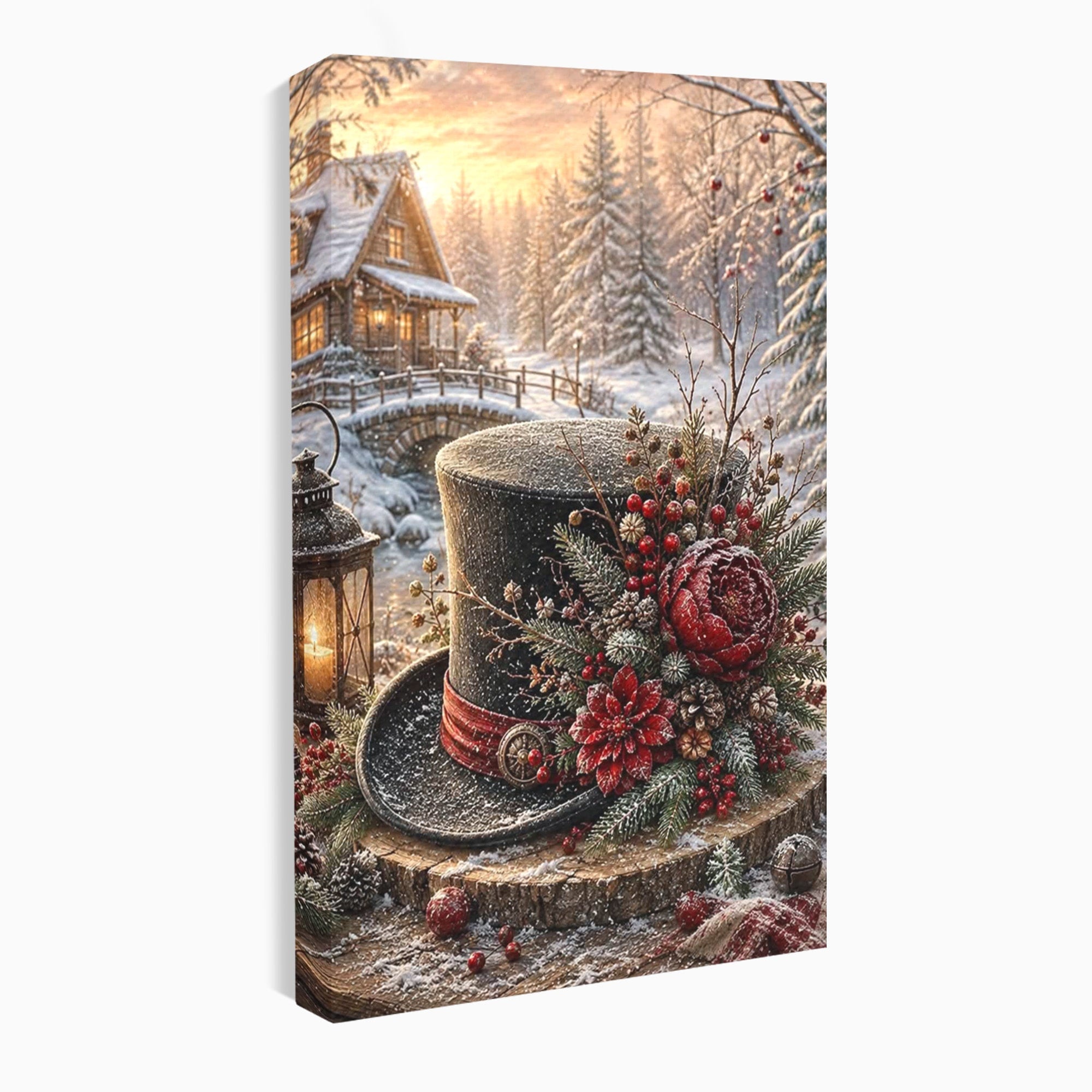 Tablou Canvas Premium LuxCanva® PI1111, Iarna Magica La Cabana, Natura, Cabana, Peisaj, Zapada, Living, Culori Vibrante