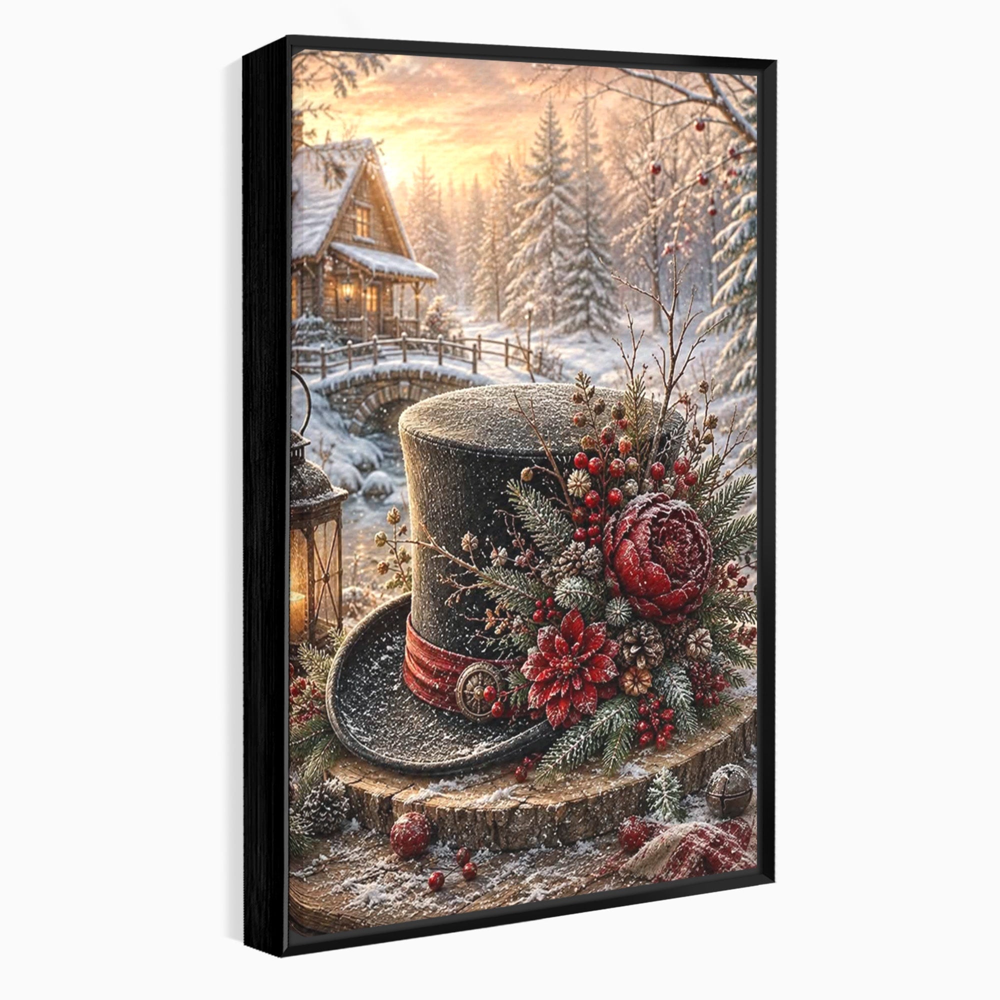 Tablou Canvas Premium LuxCanva® PI1111, Iarna Magica La Cabana, Natura, Cabana, Peisaj, Zapada, Living, Culori Vibrante