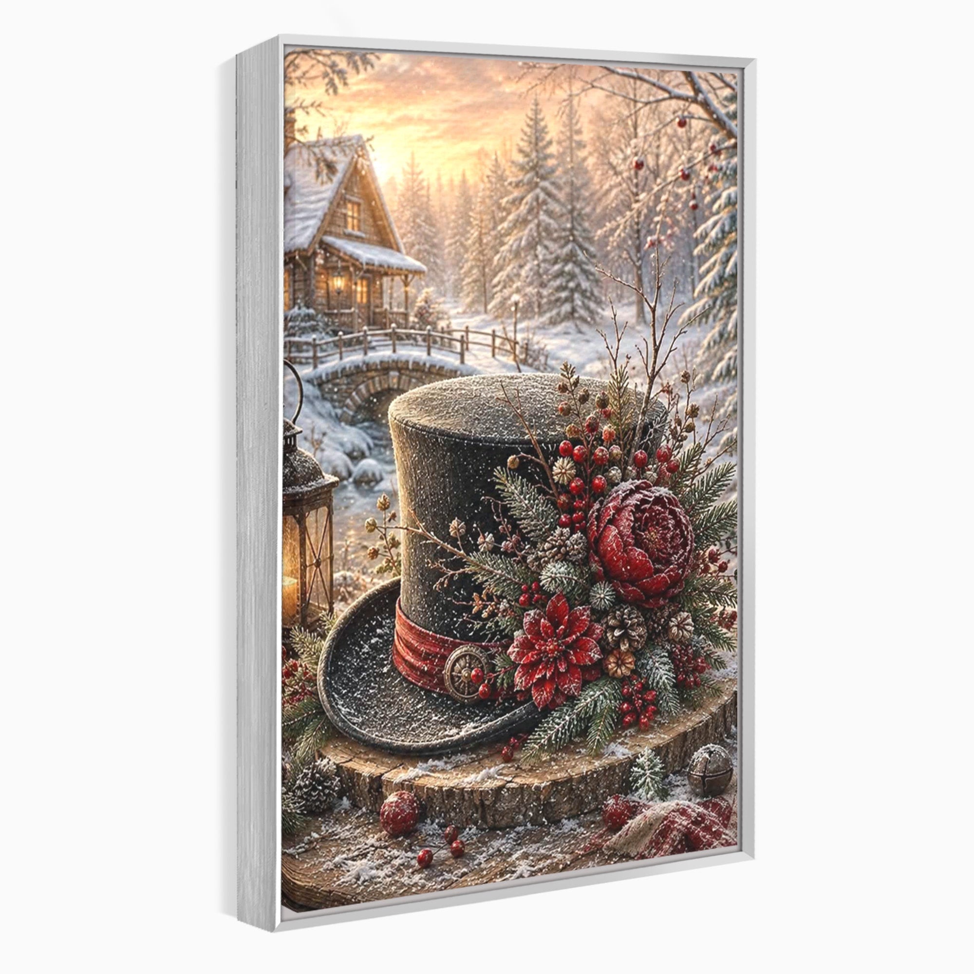 Tablou Canvas Premium LuxCanva® PI1111, Iarna Magica La Cabana, Natura, Cabana, Peisaj, Zapada, Living, Culori Vibrante