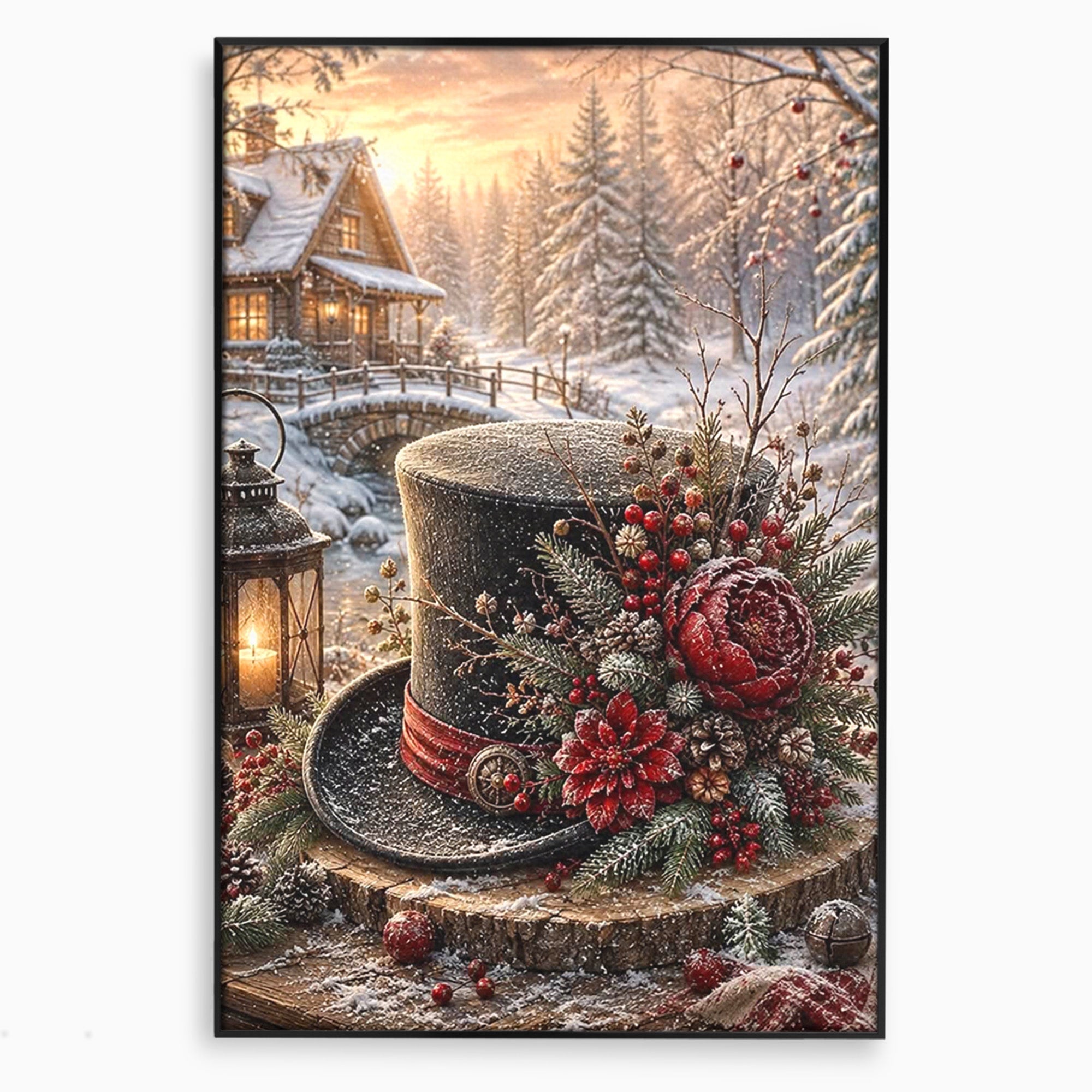 Tablou Canvas Premium LuxCanva® PI1111, Iarna Magica La Cabana, Natura, Cabana, Peisaj, Zapada, Living, Culori Vibrante