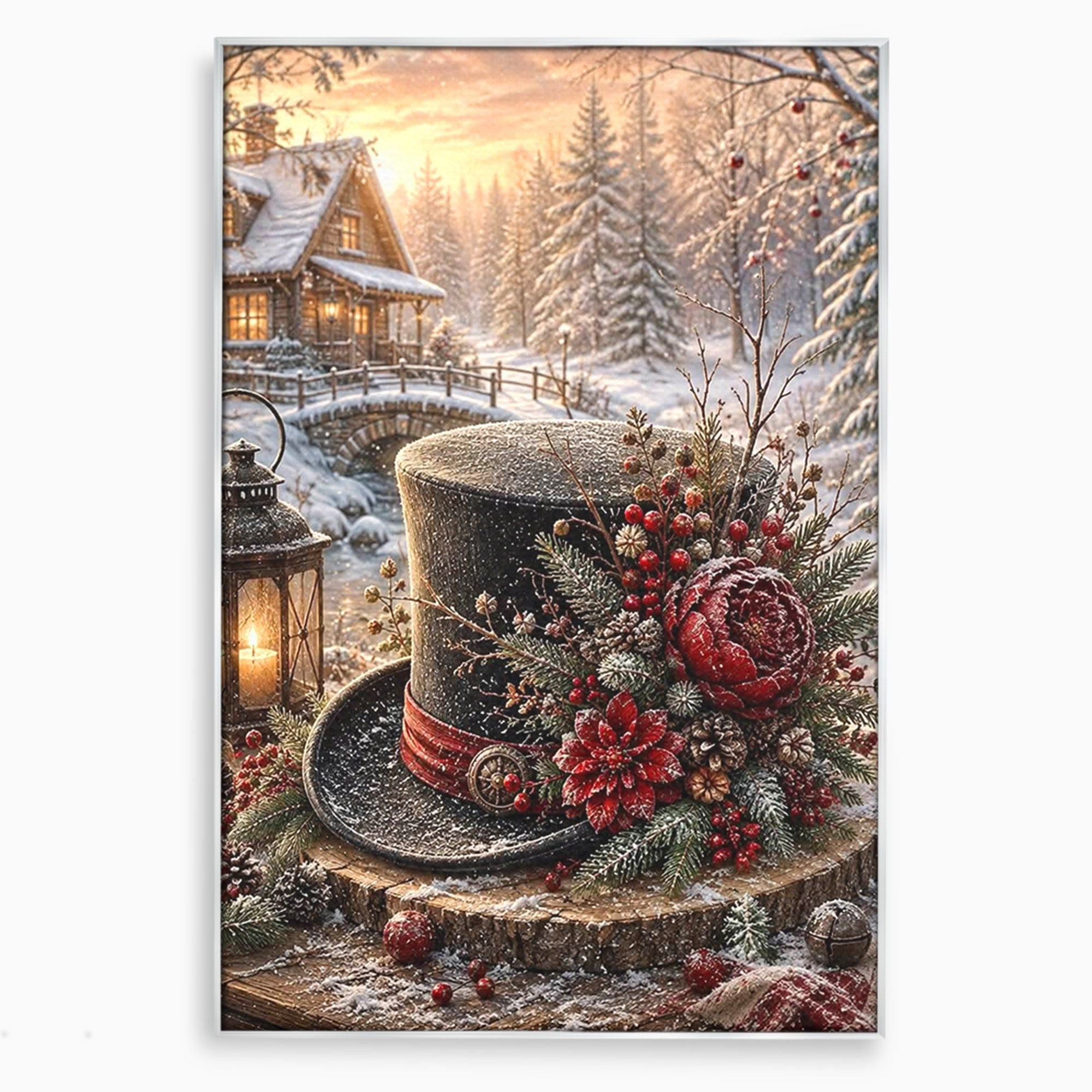 Tablou Canvas Premium LuxCanva® PI1111, Iarna Magica La Cabana, Natura, Cabana, Peisaj, Zapada, Living, Culori Vibrante
