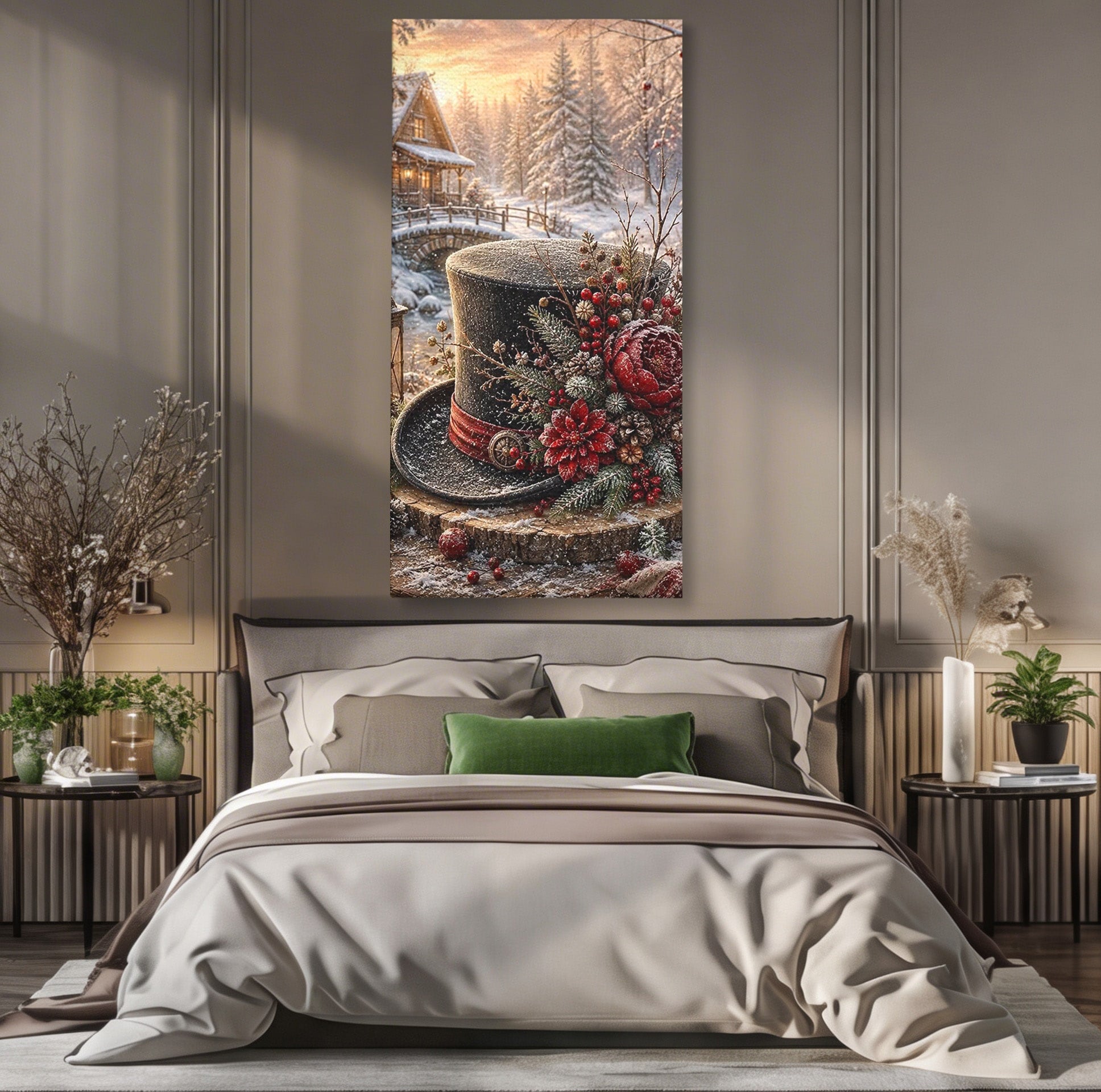 Tablou Canvas Premium LuxCanva® PI1111, Iarna Magica La Cabana, Natura, Cabana, Peisaj, Zapada, Living, Culori Vibrante