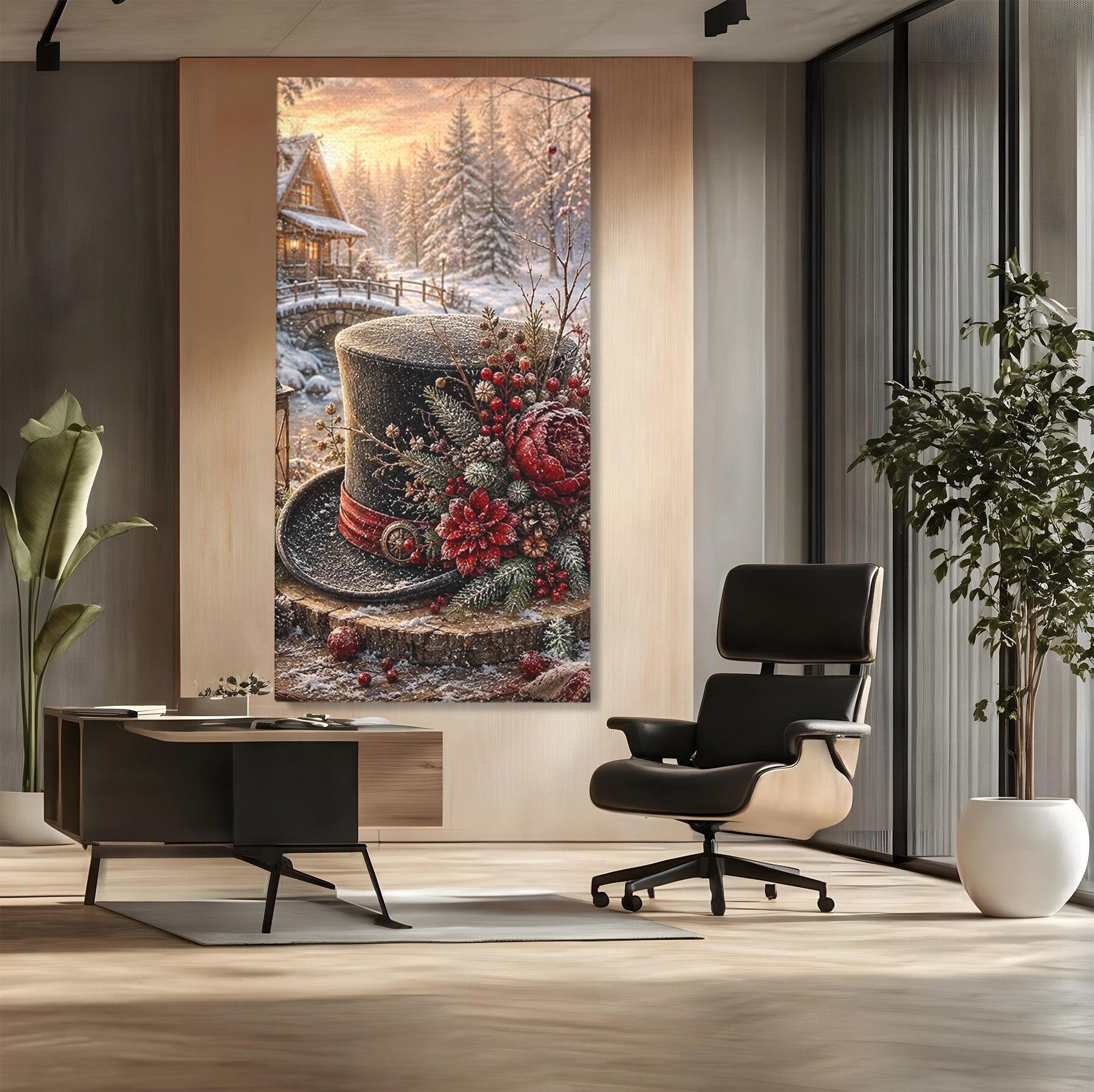 Tablou Canvas Premium LuxCanva® PI1111, Iarna Magica La Cabana, Natura, Cabana, Peisaj, Zapada, Living, Culori Vibrante