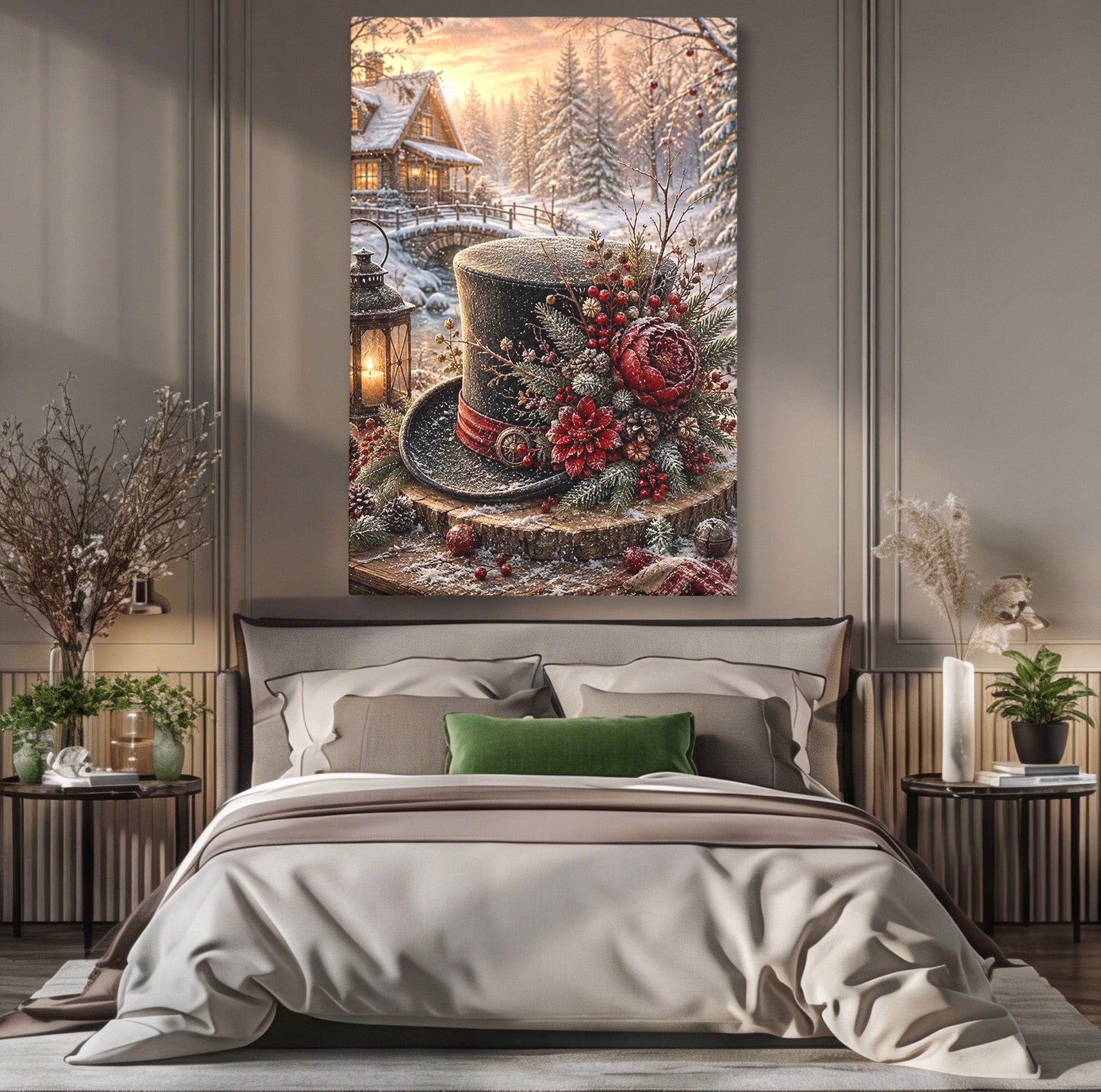 Tablou Canvas Premium LuxCanva® PI1111, Iarna Magica La Cabana, Natura, Cabana, Peisaj, Zapada, Living, Culori Vibrante