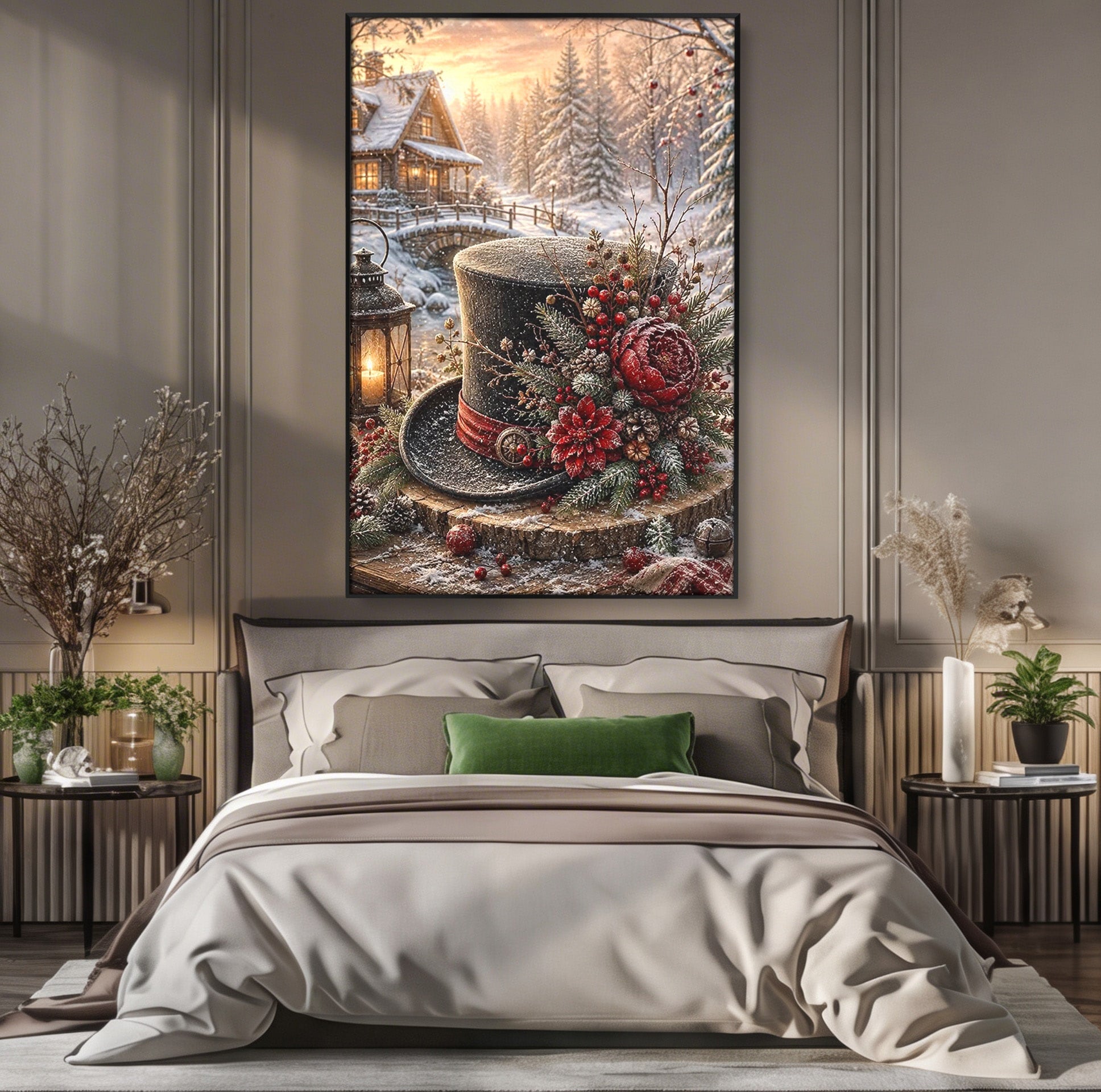 Tablou Canvas Premium LuxCanva® PI1111, Iarna Magica La Cabana, Natura, Cabana, Peisaj, Zapada, Living, Culori Vibrante