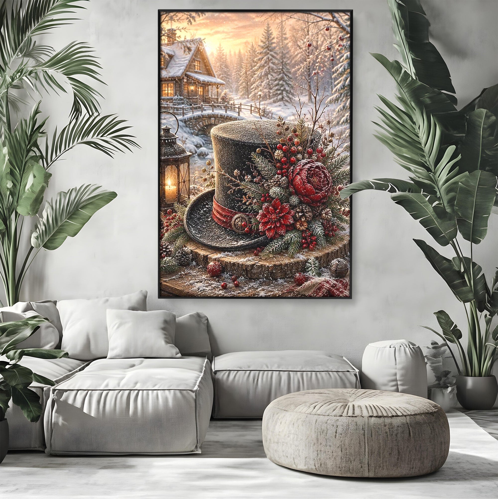 Tablou Canvas Premium LuxCanva® PI1111, Iarna Magica La Cabana, Natura, Cabana, Peisaj, Zapada, Living, Culori Vibrante