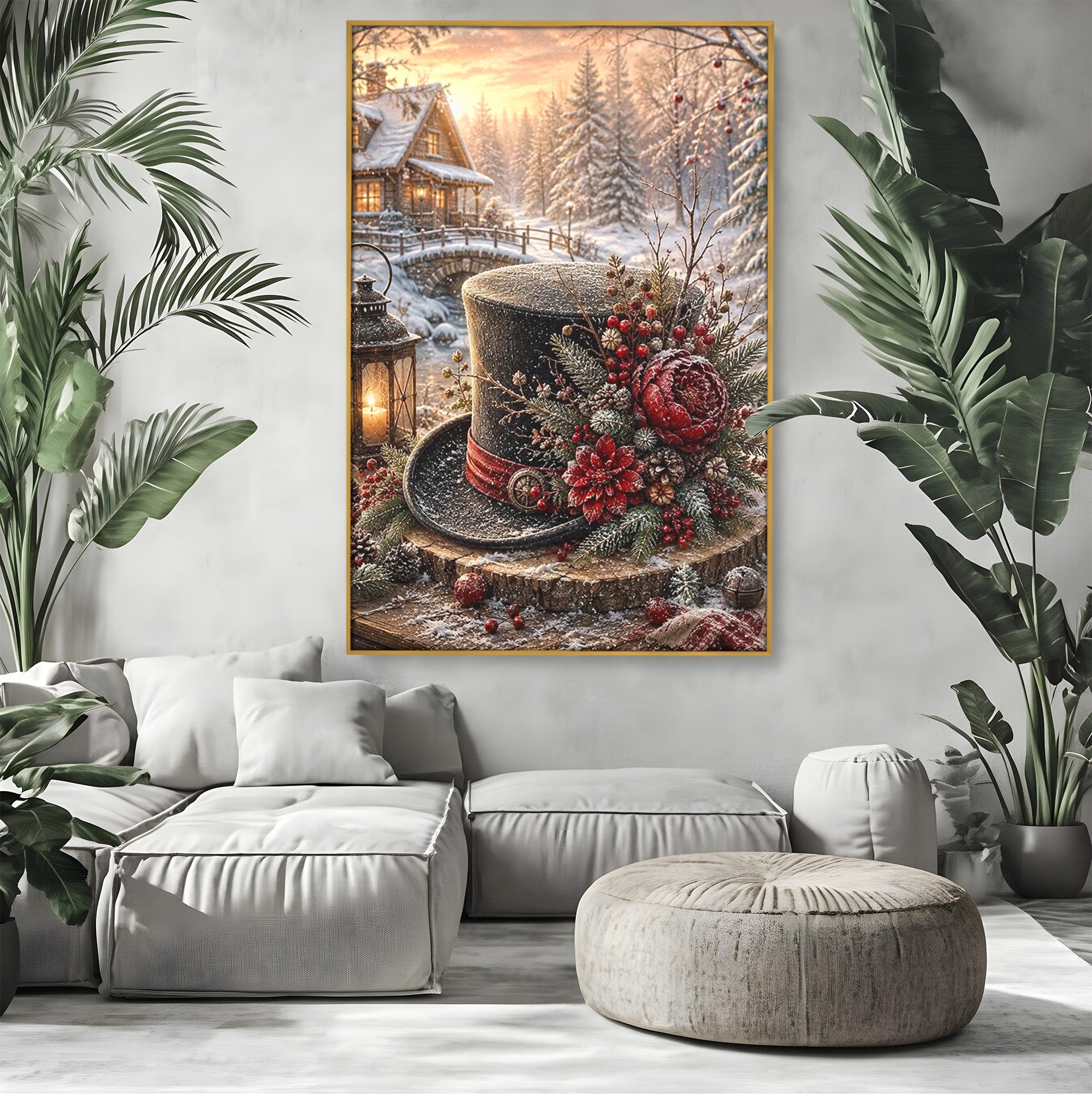 Tablou Canvas Premium LuxCanva® PI1111, Iarna Magica La Cabana, Natura, Cabana, Peisaj, Zapada, Living, Culori Vibrante