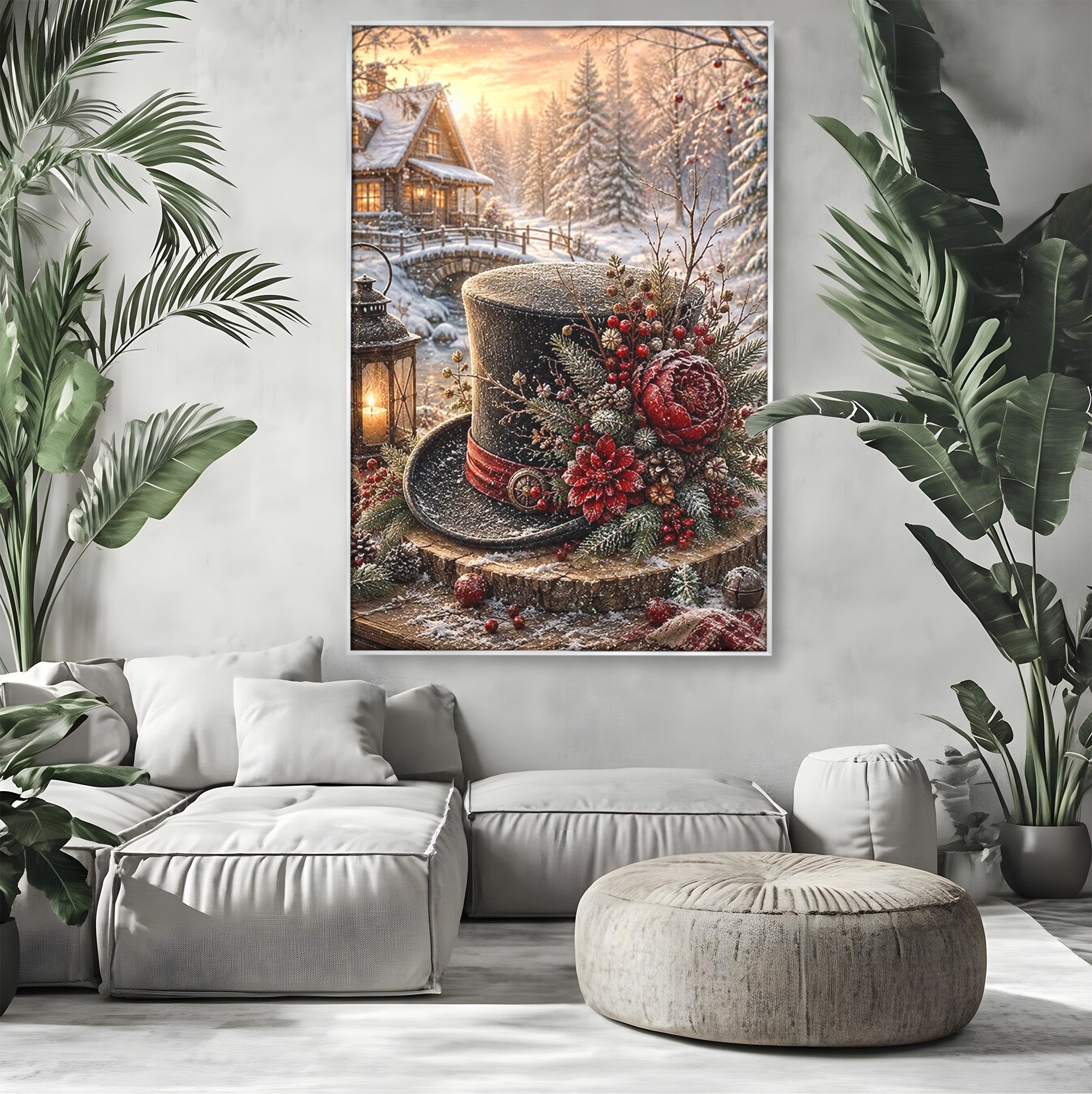 Tablou Canvas Premium LuxCanva® PI1111, Iarna Magica La Cabana, Natura, Cabana, Peisaj, Zapada, Living, Culori Vibrante