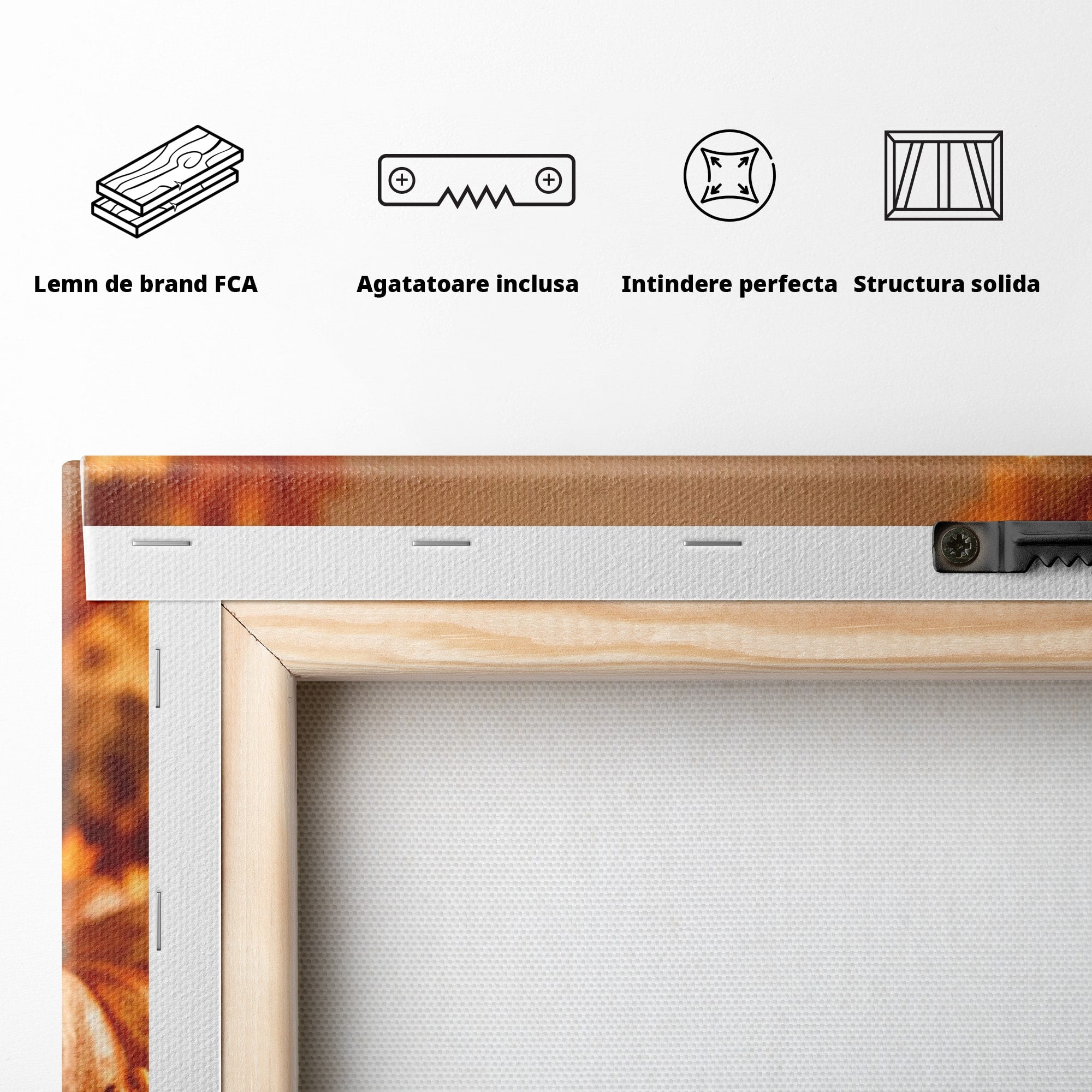Tablou Canvas Premium LuxCanva® PI1112, Toamna Cocheta, Lumini, Dovleci, Frunze, Living, Decor, Caldura, Culori Vibrante