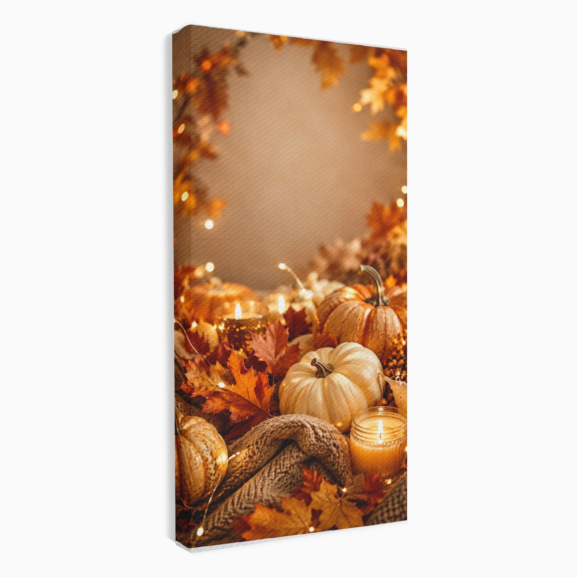 Tablou Canvas Premium LuxCanva® PI1112, Toamna Cocheta, Lumini, Dovleci, Frunze, Living, Decor, Caldura, Culori Vibrante
