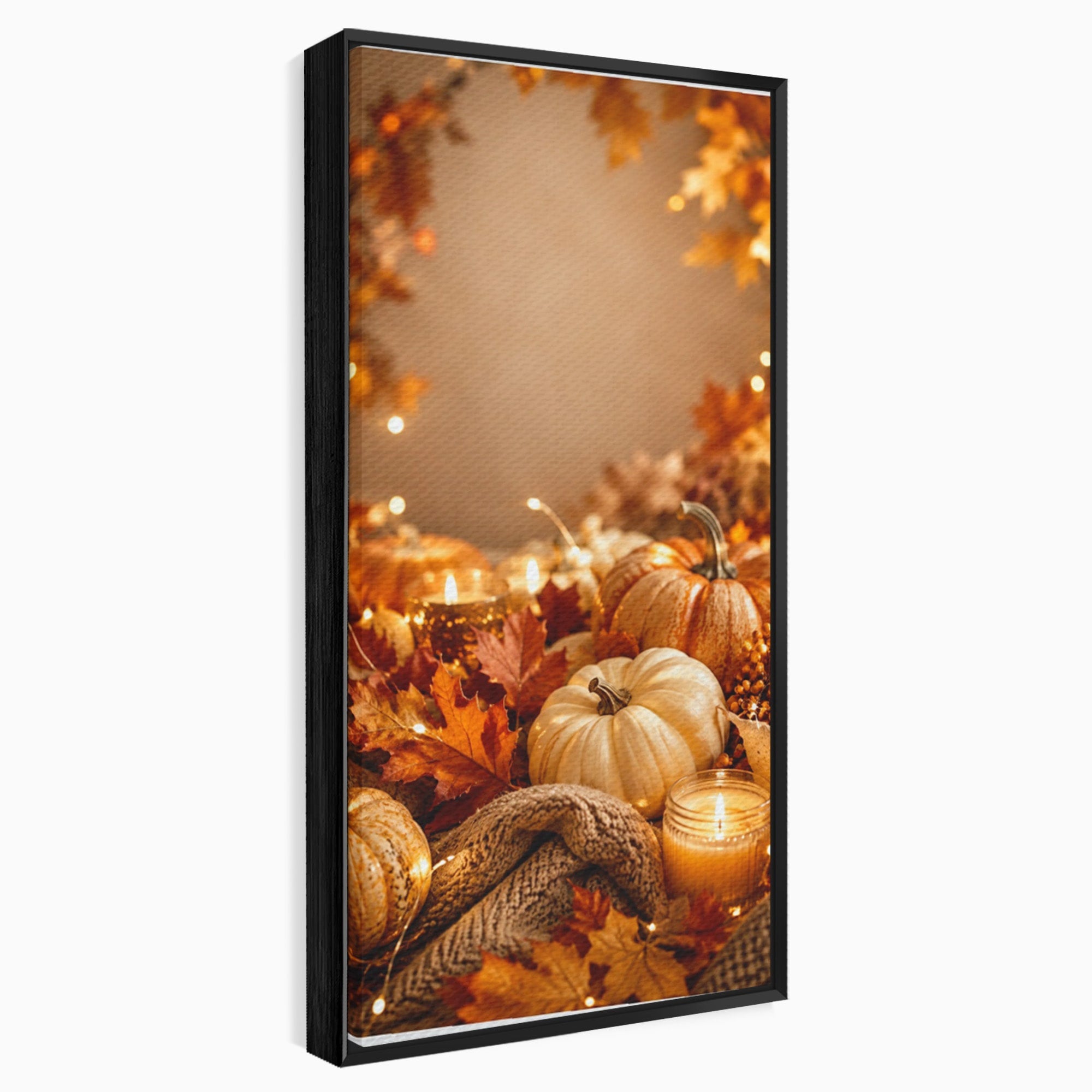 Tablou Canvas Premium LuxCanva® PI1112, Toamna Cocheta, Lumini, Dovleci, Frunze, Living, Decor, Caldura, Culori Vibrante