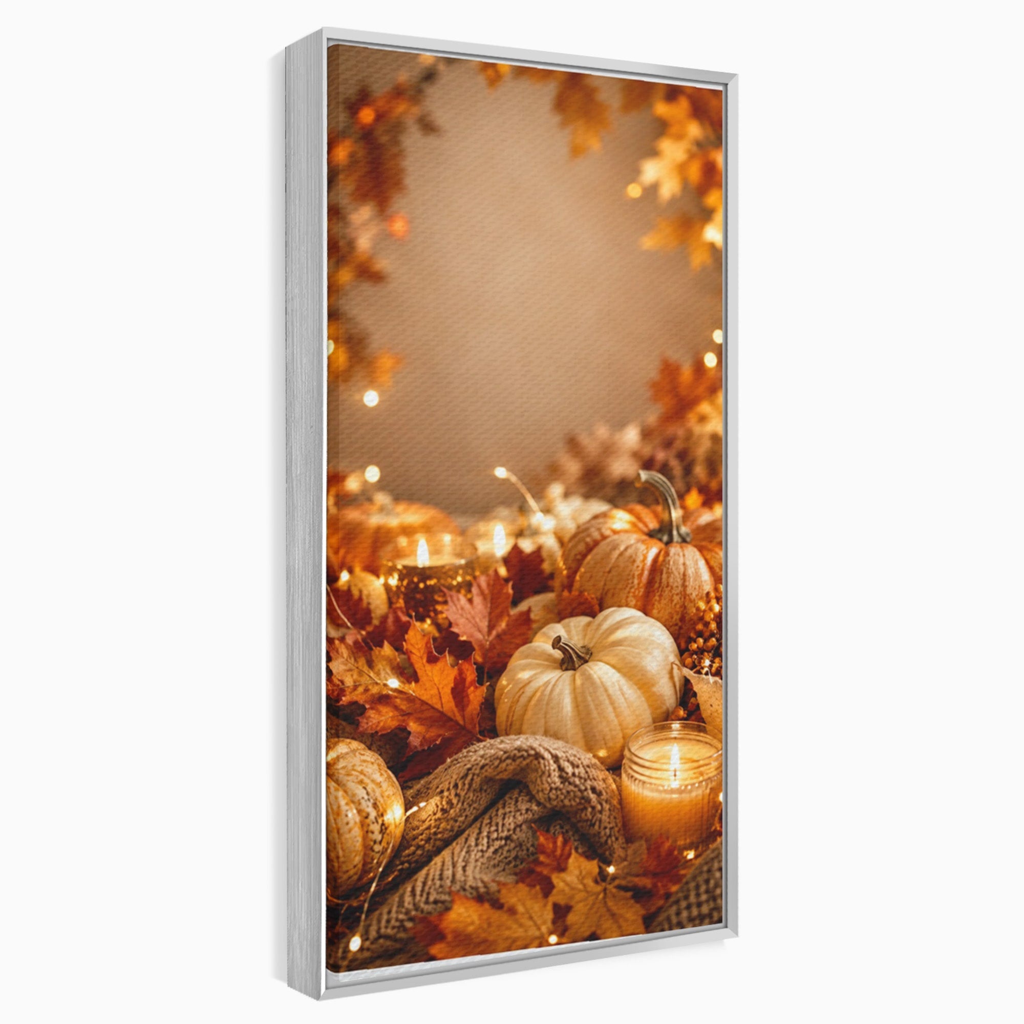 Tablou Canvas Premium LuxCanva® PI1112, Toamna Cocheta, Lumini, Dovleci, Frunze, Living, Decor, Caldura, Culori Vibrante