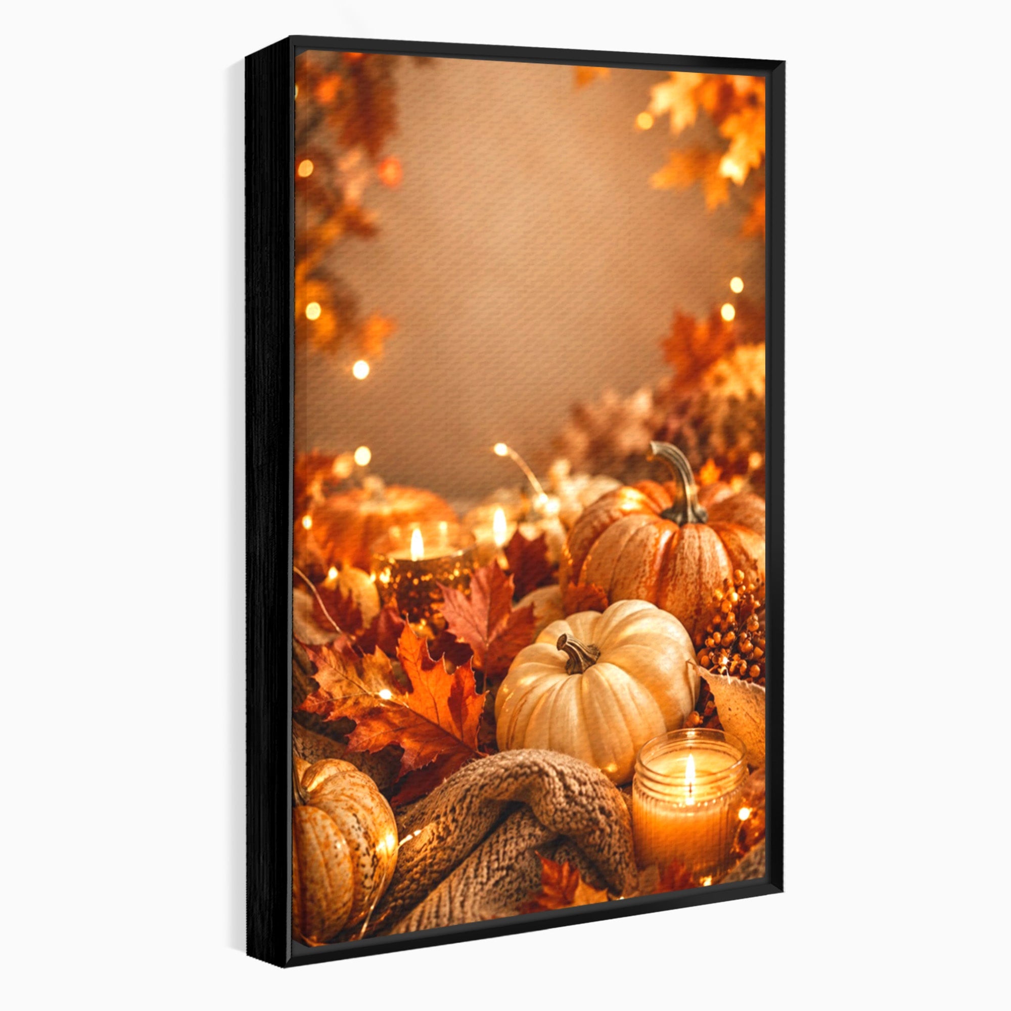 Tablou Canvas Premium LuxCanva® PI1112, Toamna Cocheta, Lumini, Dovleci, Frunze, Living, Decor, Caldura, Culori Vibrante