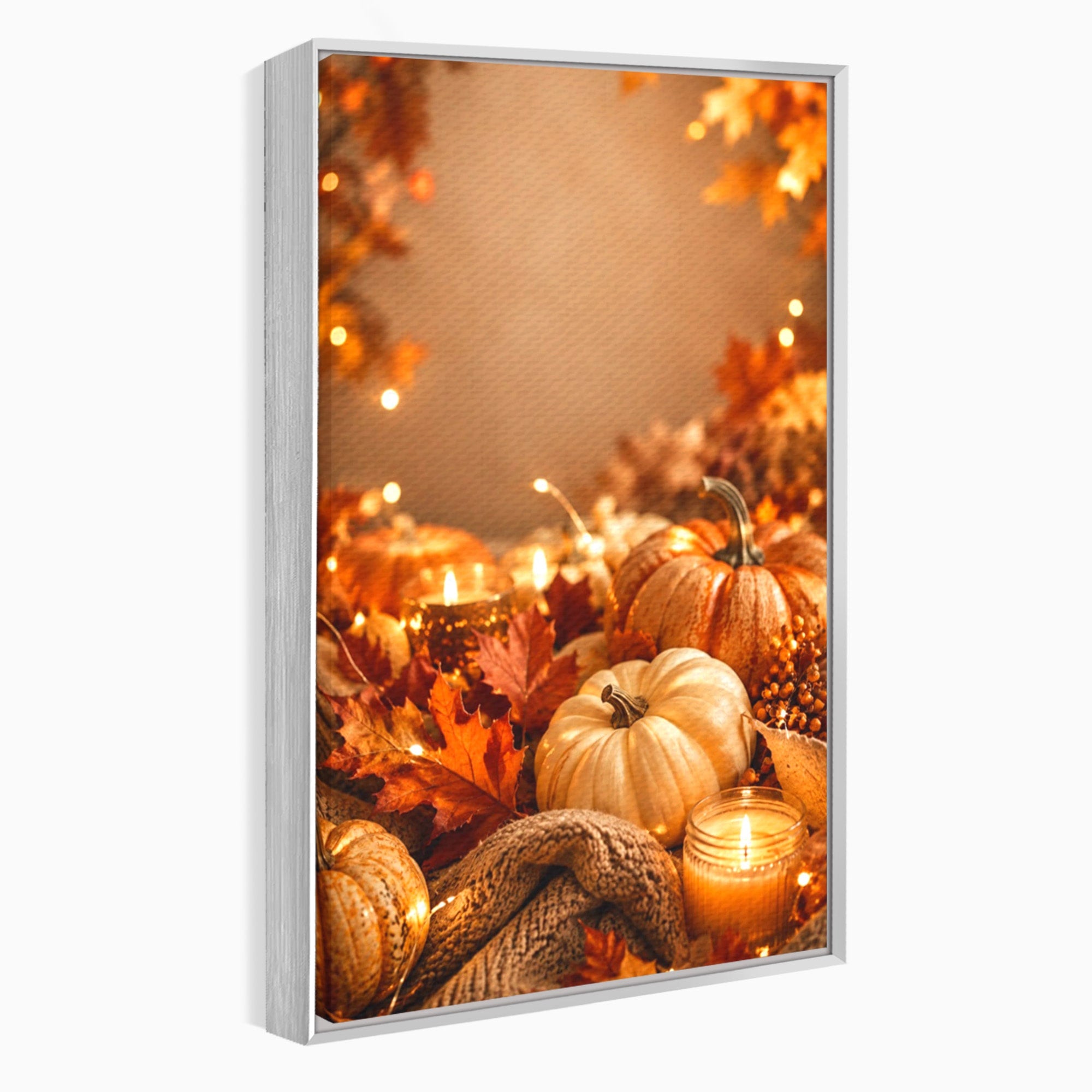 Tablou Canvas Premium LuxCanva® PI1112, Toamna Cocheta, Lumini, Dovleci, Frunze, Living, Decor, Caldura, Culori Vibrante
