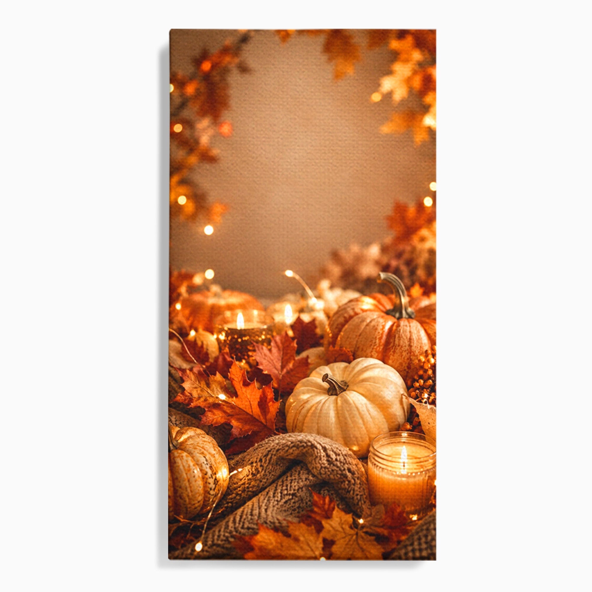 Tablou Canvas Premium LuxCanva® PI1112, Toamna Cocheta, Lumini, Dovleci, Frunze, Living, Decor, Caldura, Culori Vibrante