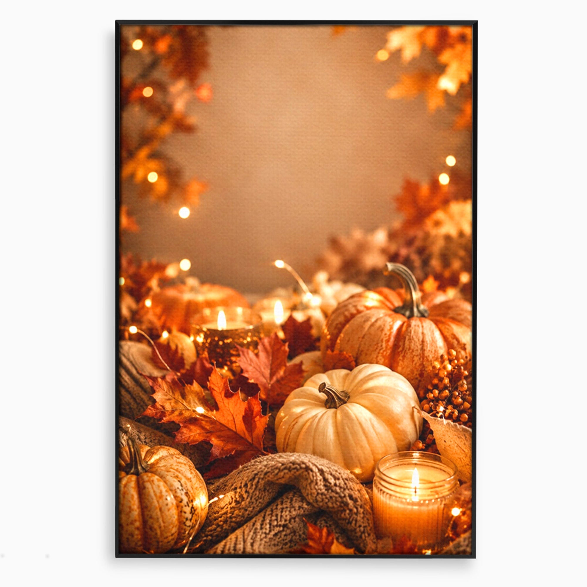 Tablou Canvas Premium LuxCanva® PI1112, Toamna Cocheta, Lumini, Dovleci, Frunze, Living, Decor, Caldura, Culori Vibrante