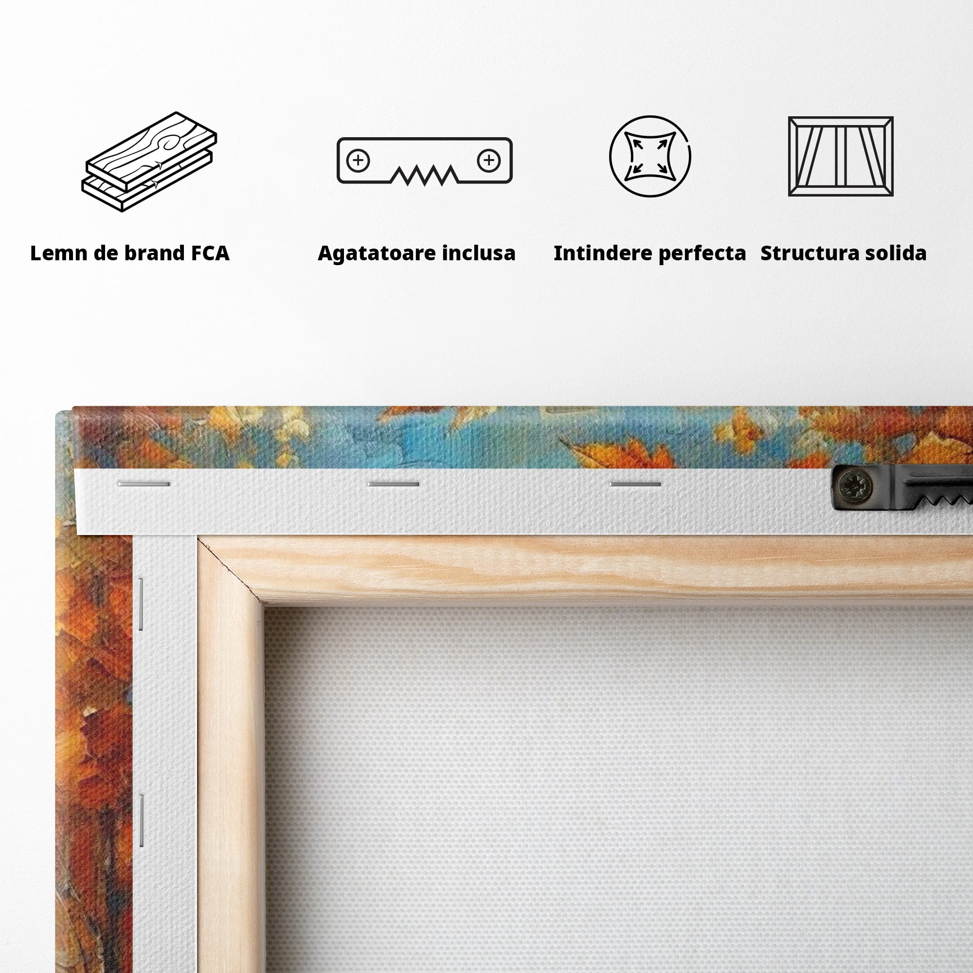 Tablou Canvas Premium LuxCanva® PI1114, Toamna Magica, Auriu, Peisaj, Frunze, Apus, Living, Culori Vibrante