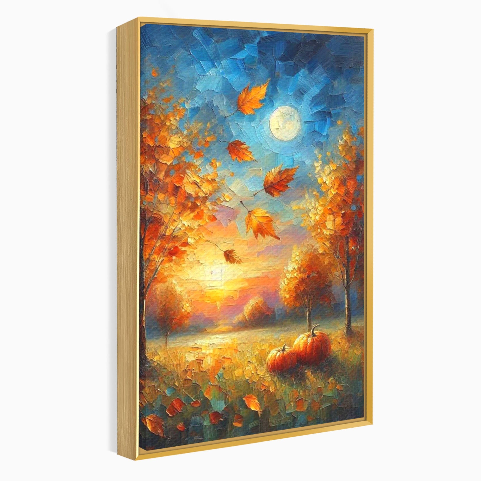 Tablou Canvas Premium LuxCanva® PI1114, Toamna Magica, Auriu, Peisaj, Frunze, Apus, Living, Culori Vibrante
