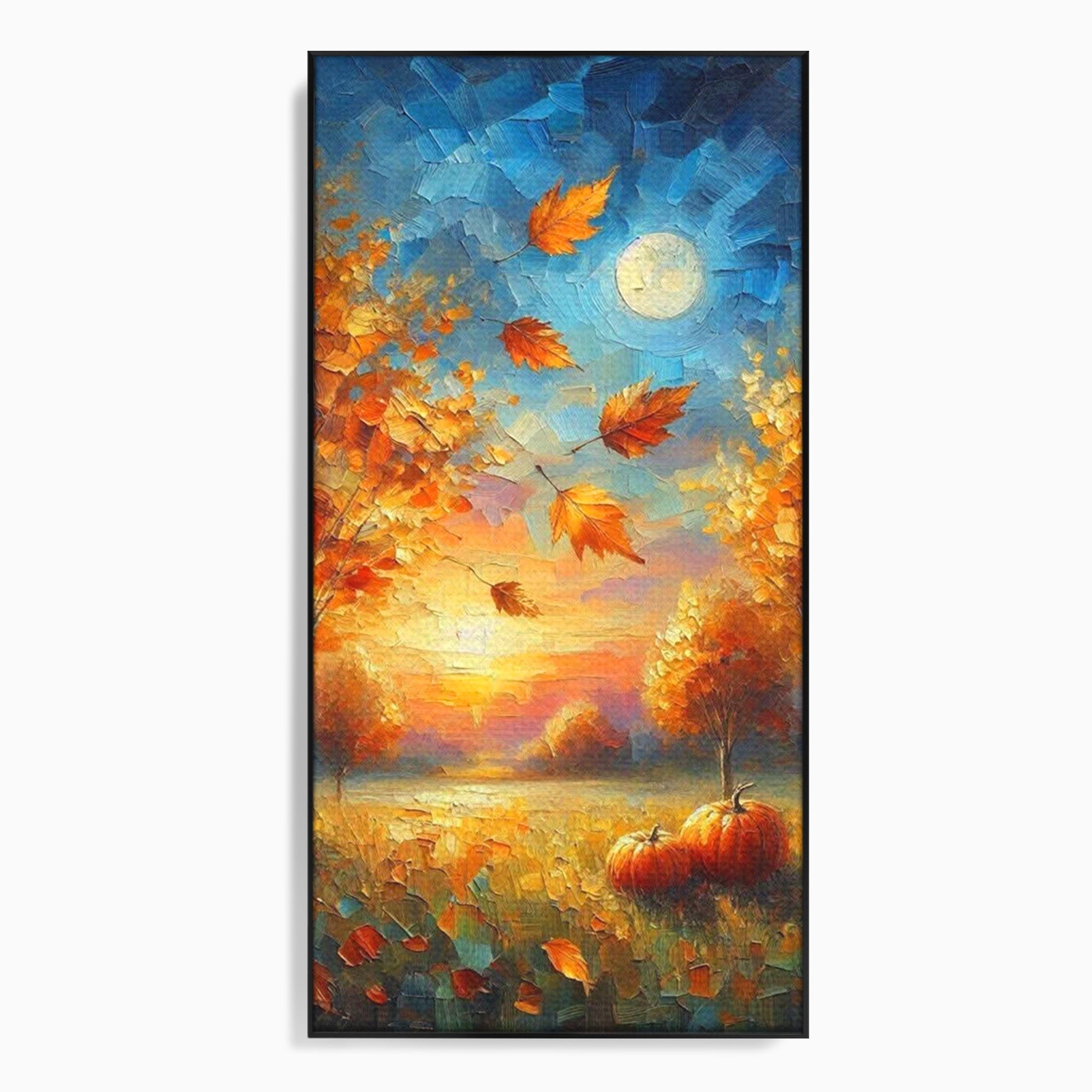 Tablou Canvas Premium LuxCanva® PI1114, Toamna Magica, Auriu, Peisaj, Frunze, Apus, Living, Culori Vibrante