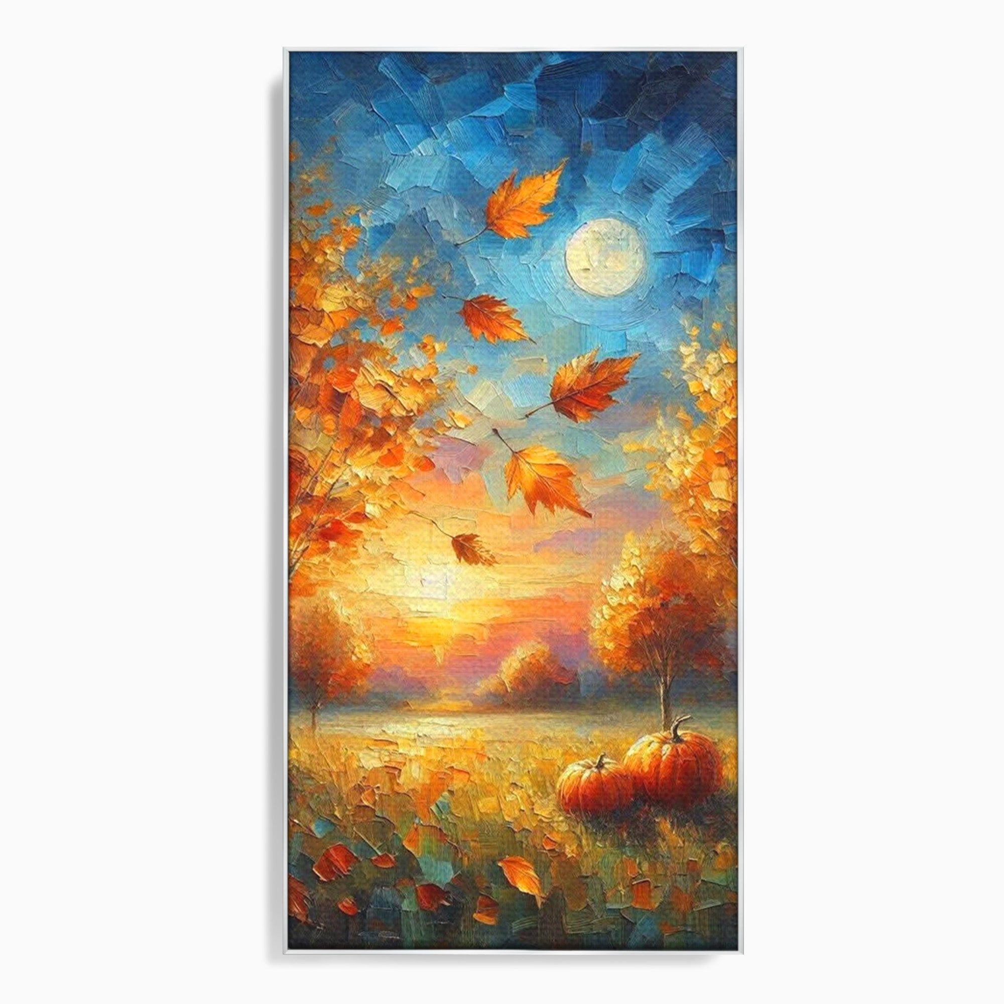Tablou Canvas Premium LuxCanva® PI1114, Toamna Magica, Auriu, Peisaj, Frunze, Apus, Living, Culori Vibrante