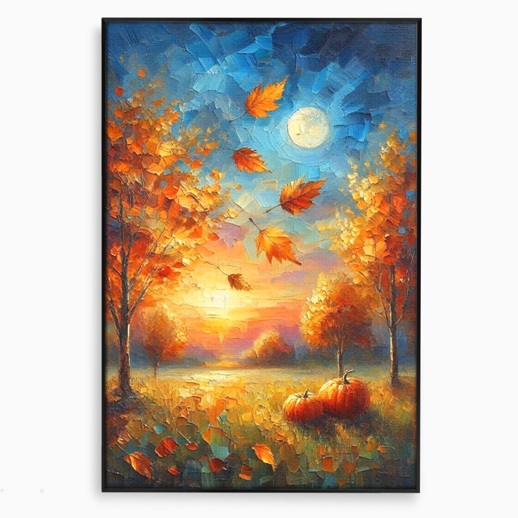Tablou Canvas Premium LuxCanva® PI1114, Toamna Magica, Auriu, Peisaj, Frunze, Apus, Living, Culori Vibrante