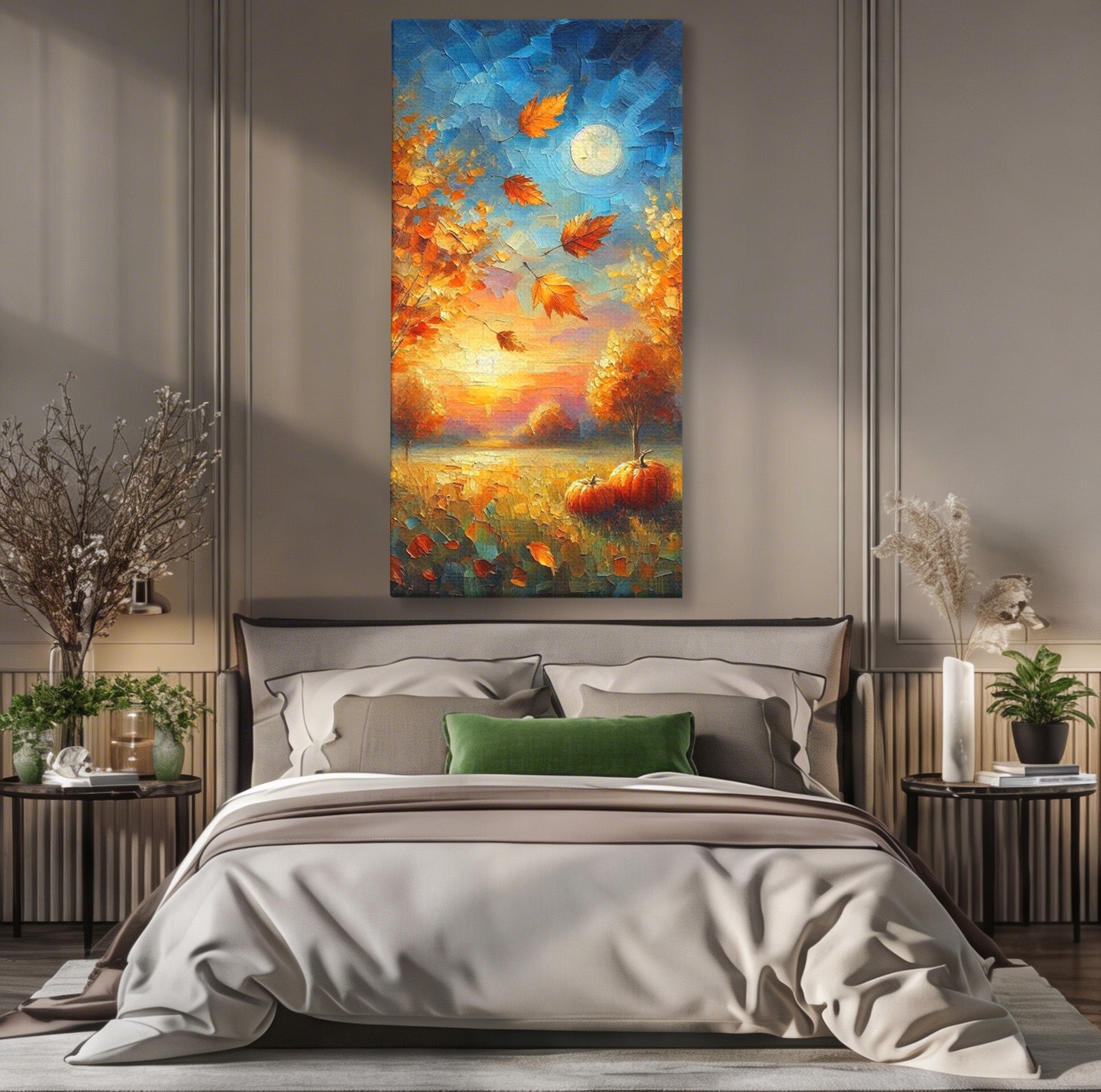 Tablou Canvas Premium LuxCanva® PI1114, Toamna Magica, Auriu, Peisaj, Frunze, Apus, Living, Culori Vibrante